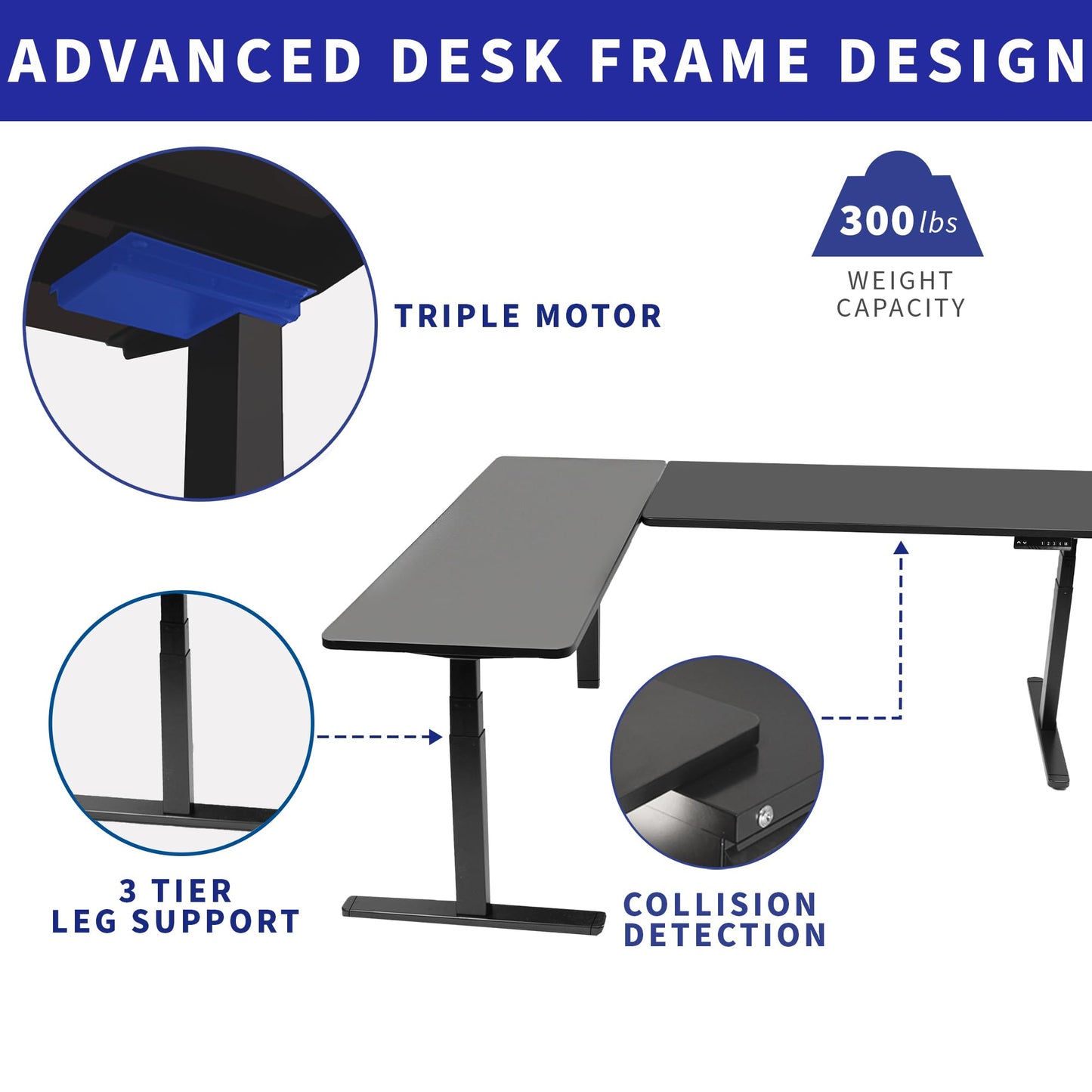 VIVO Electric Height Adjustable 83 x 60 inch Corner Stand Up Desk, 2 Dark Walnut Solid Table Tops, White Frame, Memory Controller, L-Shaped Workstation, 3E Series, DESK-KIT-3E8WD
