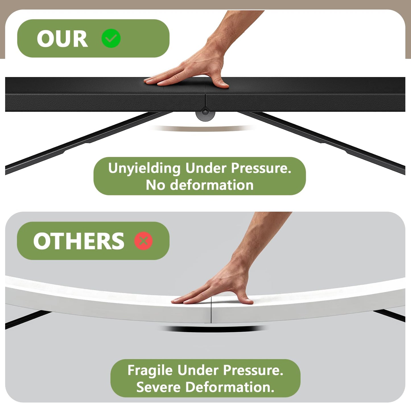 MAKE CHANGES Folding Table 8ft - Heavy Duty Plastic Table with Handle, Foldable & Portable, Fold-in-Half Utility Tables for Outdoor, Dining, Wedding, Events, Indoor, Picnic, Camping, Party (Black)