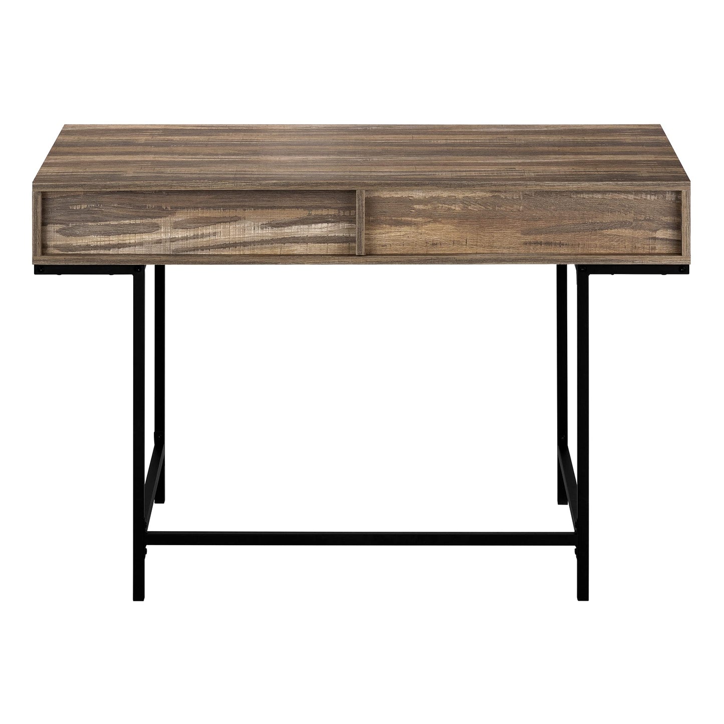 Monarch Specialties I 7557 Computer Desk, Home Office, Laptop, Storage Drawers, 48" L, Work, Metal, Laminate, Brown, Black, Contemporary, Modern