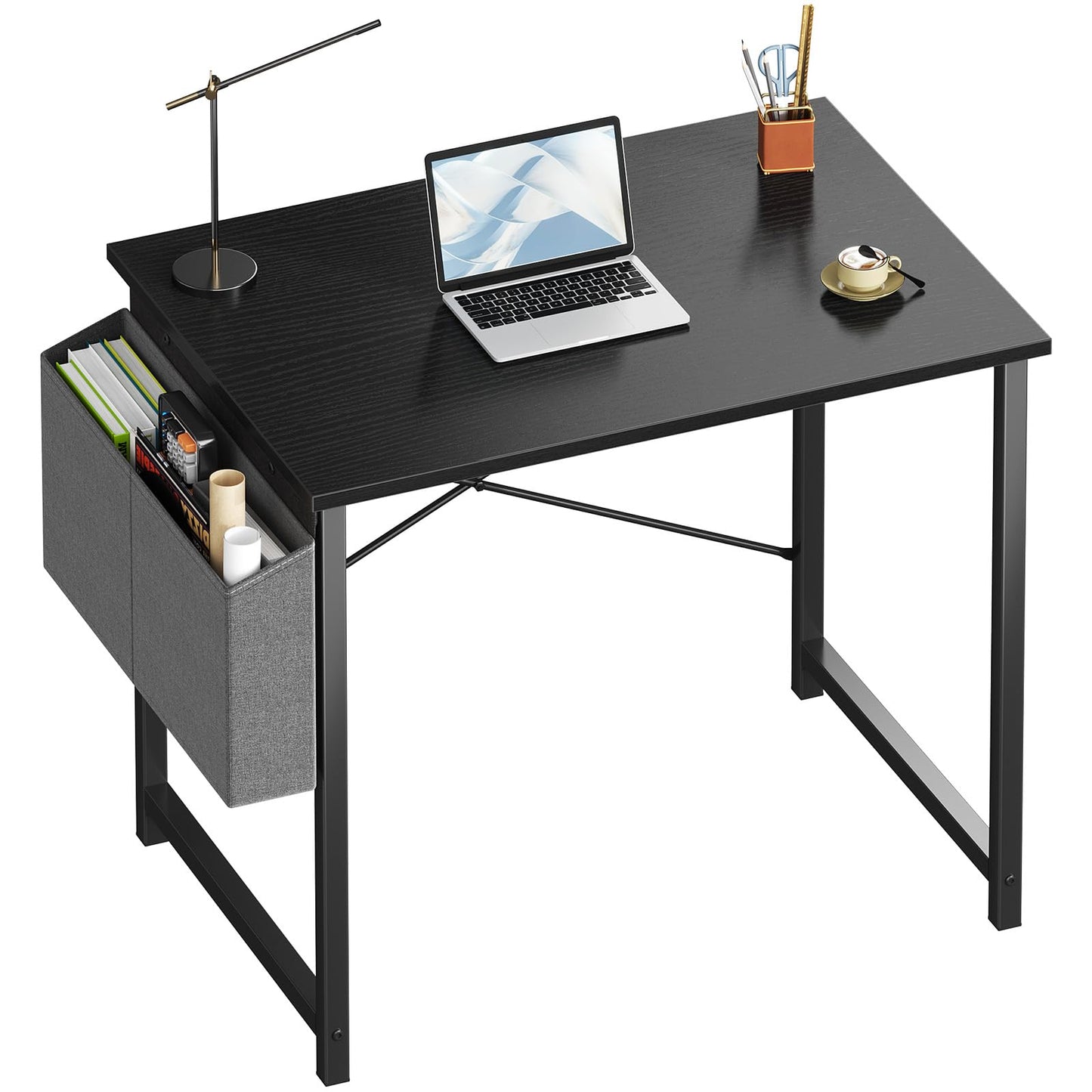 OLIXIS Computer Desk 31 Inch Home Office Desks for Small Spaces, Gaming Writing Study Work Table with Storage Bag, Compact Desk for Home Office, Bedroom and Gaming Use, Black