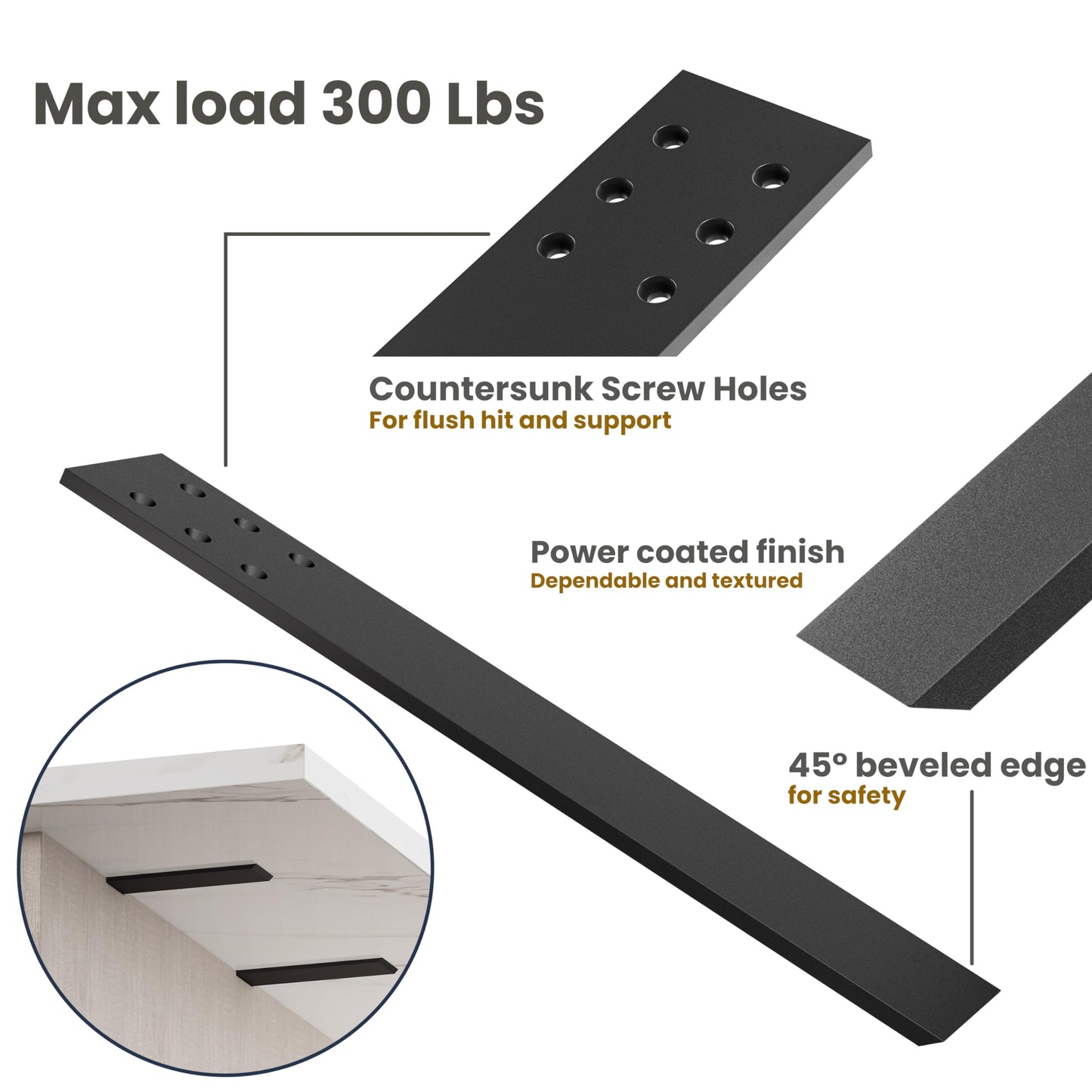 BATODA 14" Countertop Support Brackets (4 pcs) for Granite - Heavy Duty L Shelf Bracket - Wall Mounted Support for DIY Open Shelving – Knee Wall Support - Mounting Hardware Included ( Pack 4 )