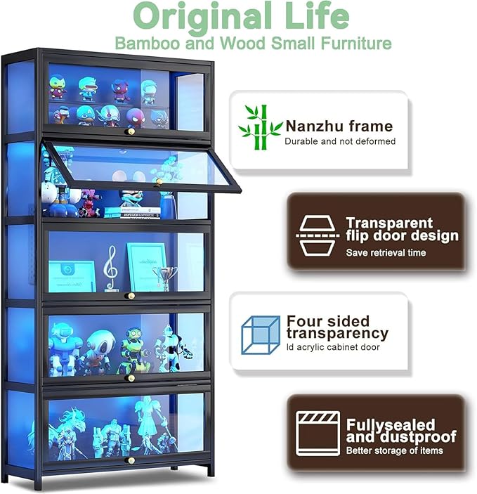 Display Cabinet with Acrylic Glass Doors 67.7'' Tall Curio Cabinet