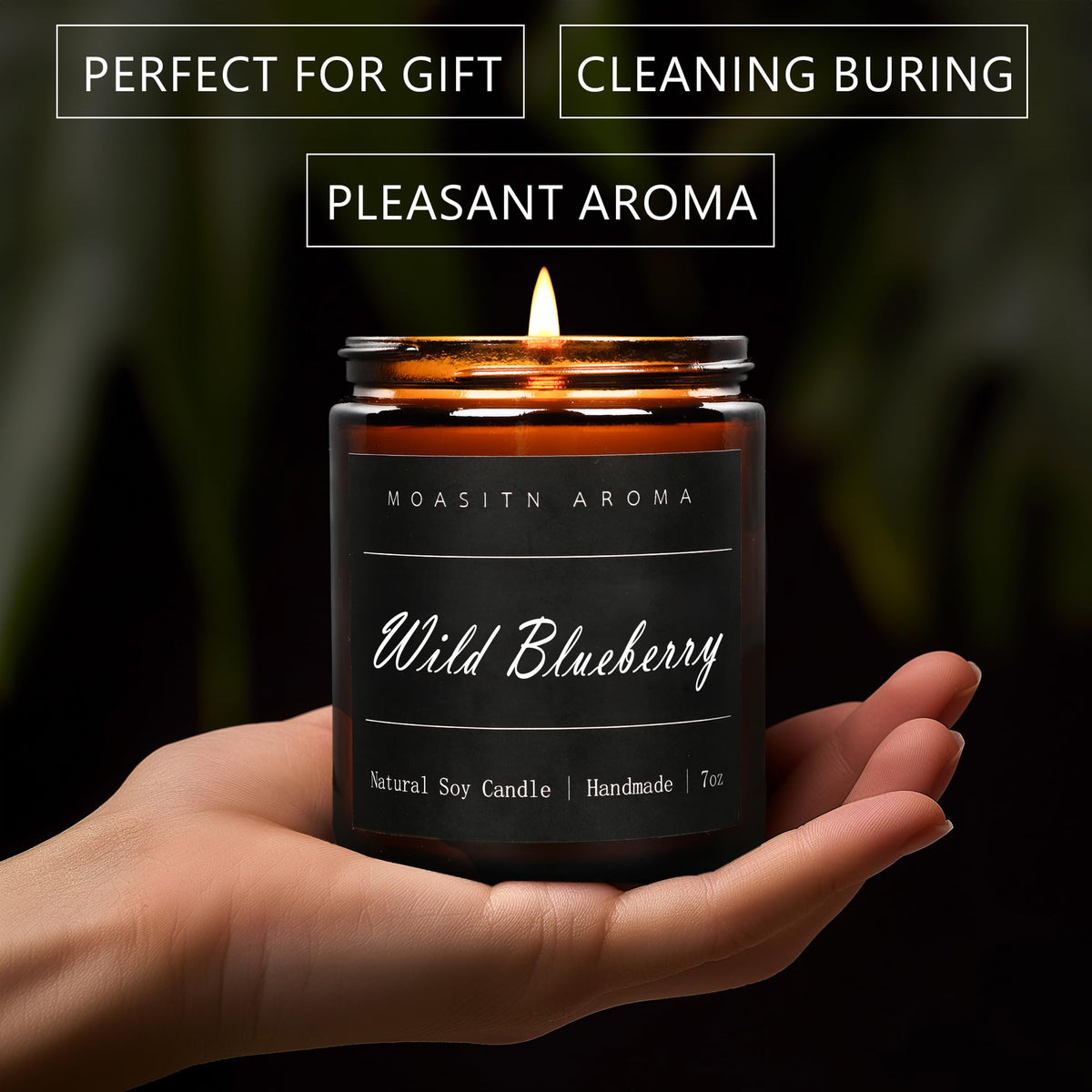 MOASITN Blueberry Highly Scented Candles for Home| Natural Soy Aromatherapy Candle| Handmade Long Lasting Jar Candle Gift for Women,Men as Birthday,Summer,Relaxing,Gifts| 7oz