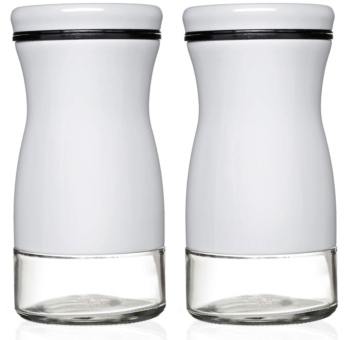 Salt and Pepper Shakers Set with Adjustable Pour Holes by CHEFVANTAGE - White