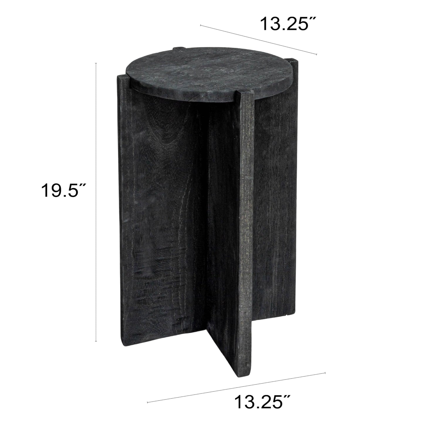 Creative Co-Op Paulownia Wood Round Accent Table, Black