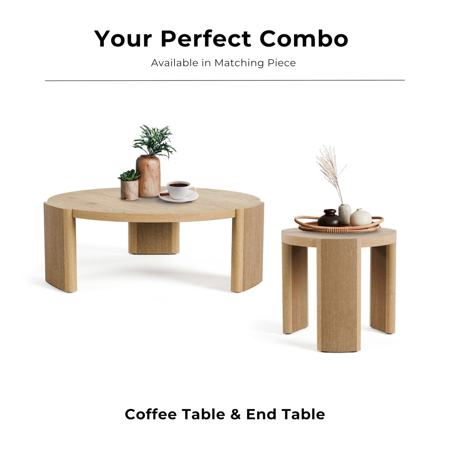Furniture of America Carys Modern Solid Wood 20-inch Round End Table with Plinth Base, Living Room Furniture for Small Space, Home Office, Oak