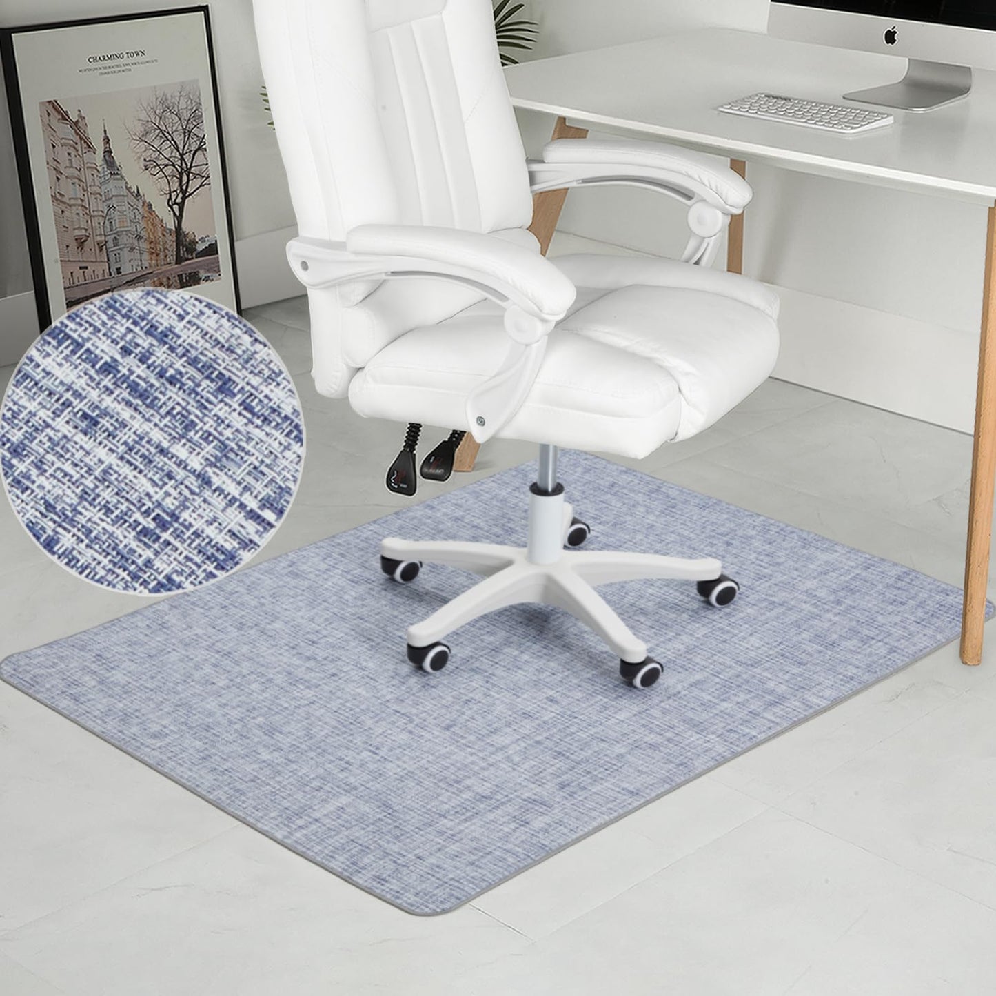RccugmatS Chair Mat for Hardwood & Tile Floor, 36" x 48" Heavy Duty Office Chair Mat for Rolling Chairs, Anti Slip, Non-Curve, Floor Protector for Home Office,Nordic Sky Weave