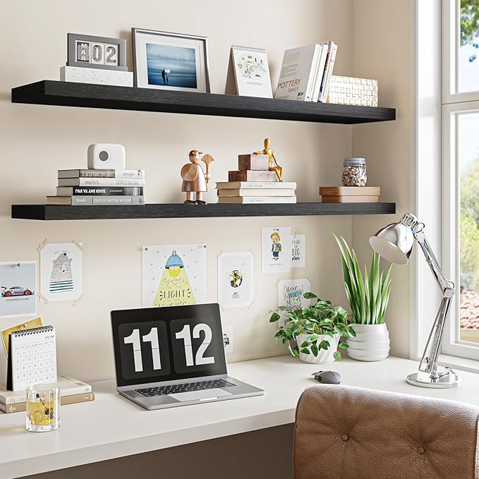 Fixwal Floating Shelves for Wall, 47.2" Long Heavy Duty Wall Mounted Rustic