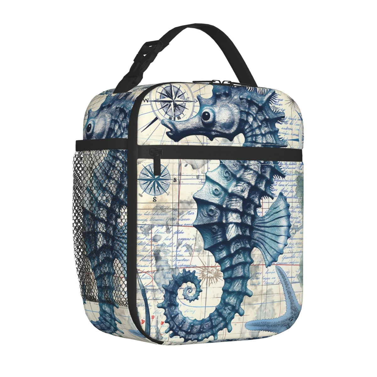 VANZEV Sea Horse Lunch Box for Adults Women Girls Boys Kids Nautical Ocean Animal Theme Lunch Box Insulated Cooler Reusable Lunch Bag Container Gifts for Work Office Picnic Travel School