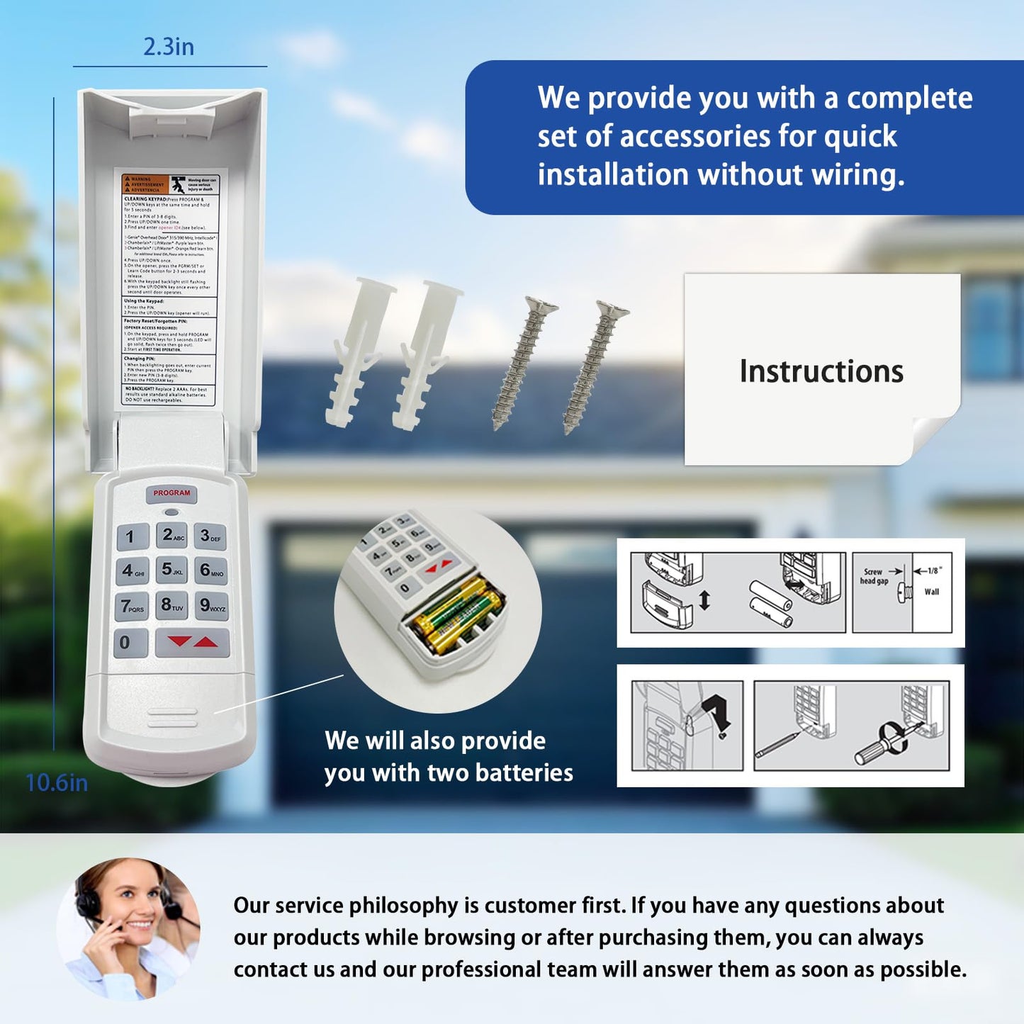 XDTKML for Genie Garage Door Opener Keypad Compatible with All Genie Intellicode Overhead Door Codedodger and Dip Switch Opener for 1995-Current Models 315/390MHZ Wireless Keyless Keypad Replacement