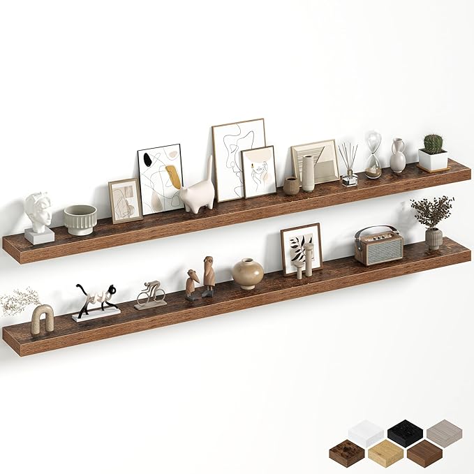 Fun Memories 72 Inch Fireplace Mantel Shelf, Deep Floating Shelves