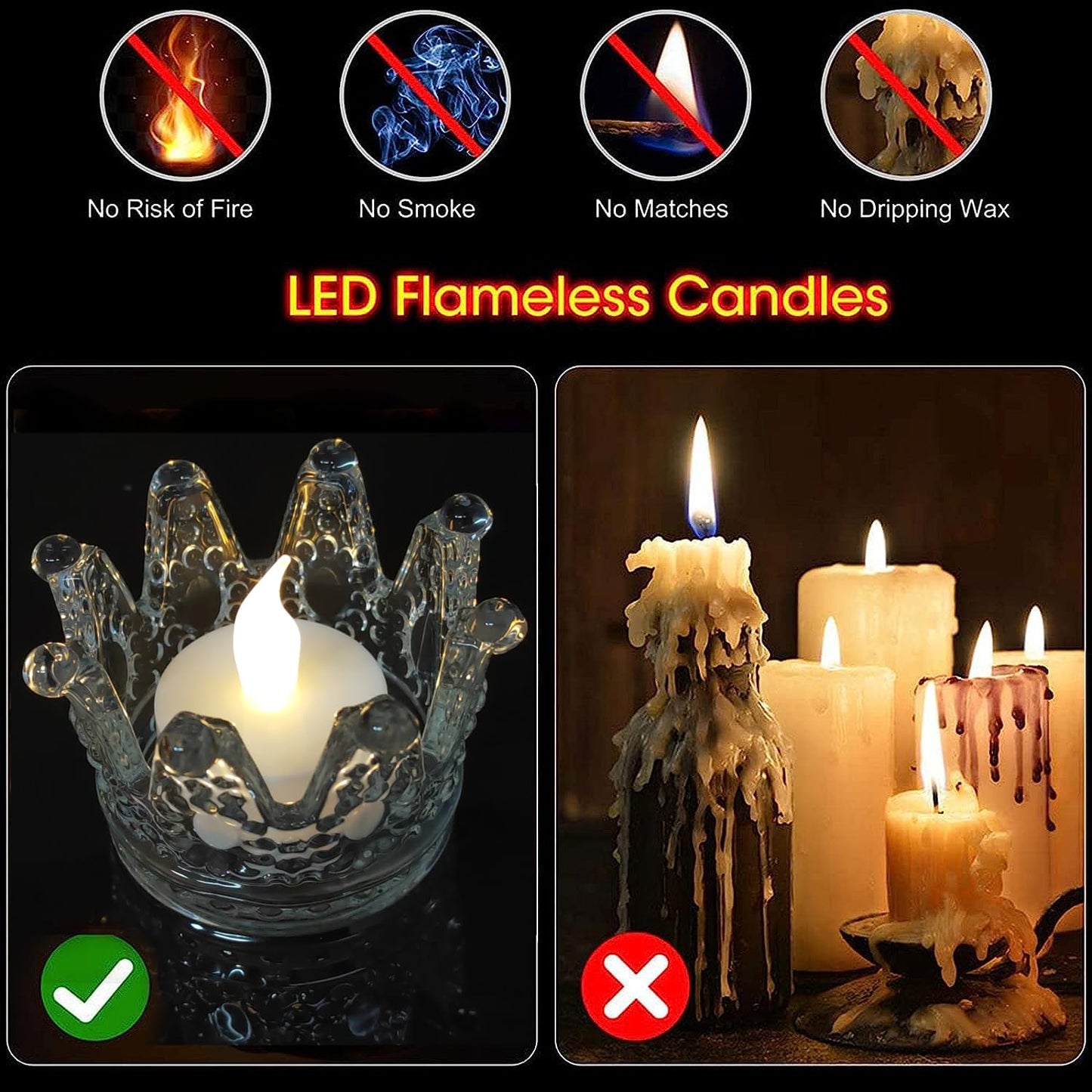 HONGJINGCHEN Battery Tea Lights with Timer, 6 Hours on and 18 Hours Off in 24 Hours Cycle Automatically,12 Pack Flickering Flameless LED Tea Lights Candles Timer for Home Decorations(Warm White)
