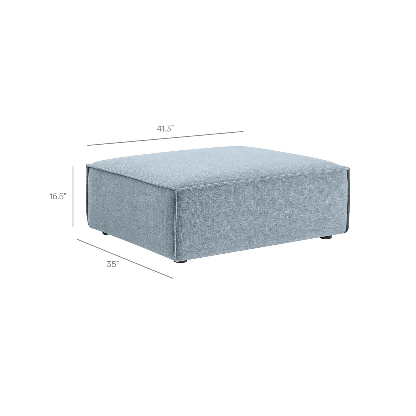 Modway Restore Performance Fabric Upholstered 4-Piece Modular Sofa Set with Ottoman in Sky - Low Profile Sectional Sofa with Coil Seat Support and French Piping