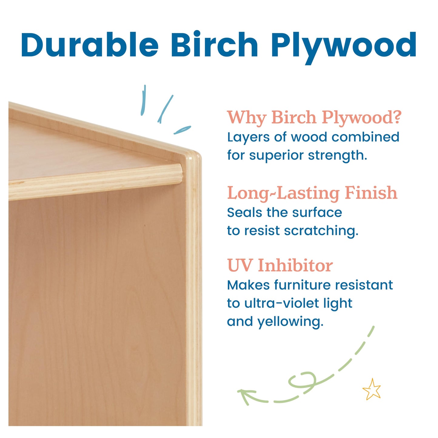 ECR4Kids Streamline 4-Section Coat Locker with Cubby Storage, Classroom Furniture, Natural