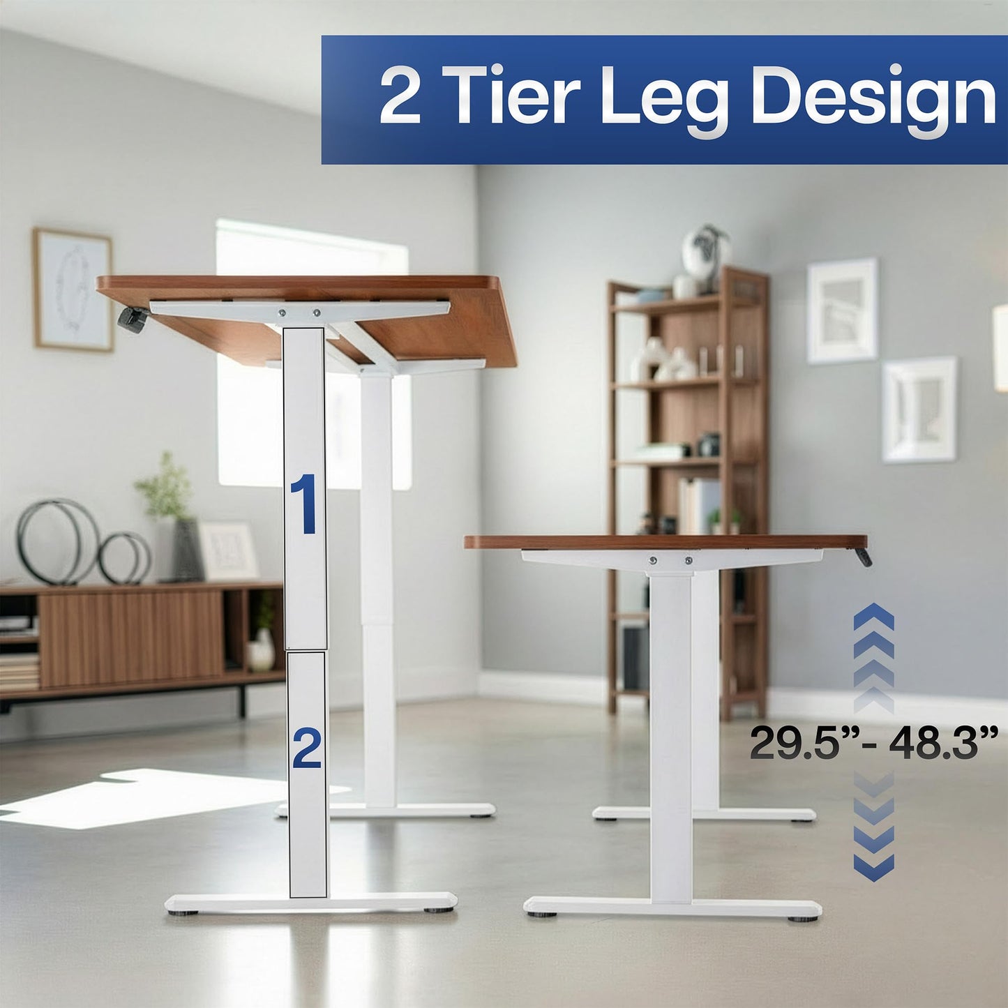 VIVO Electric 71 x 30 inch Standing Desk, Dual Motor Memory Controller Height Adjustment, E2B Series, Solid One-Piece Dark Walnut Top, White Frame, DESK-KIT-E2W71D