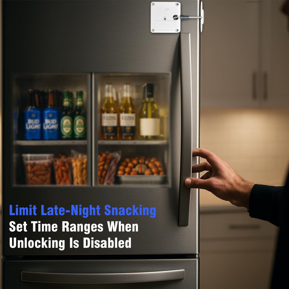 Habit Control Smart Lock - App-Controlled Access for Snacks, Food & Alcohol - 3-in-1 Modes: Timer, Schedule & Simple Lock - for Refrigerators, Cabinets, Drawers, Cupboards - Support Better Habits