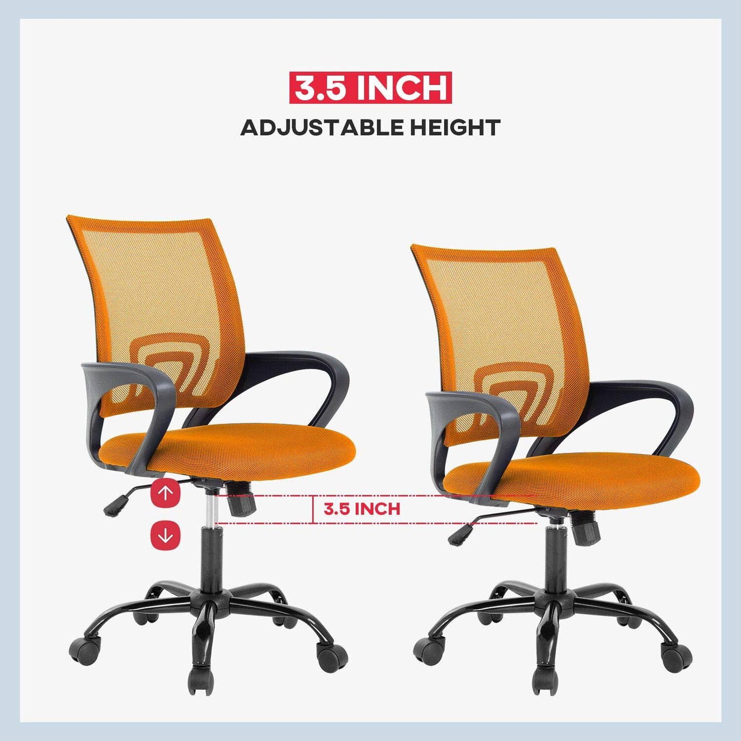 Office Chair Desk Chair Mesh Computer Chair Back Support Modern Executive Adjustable Chair Task Rolling Swivel Chair for Women,Men(2 Pack) (Orange)