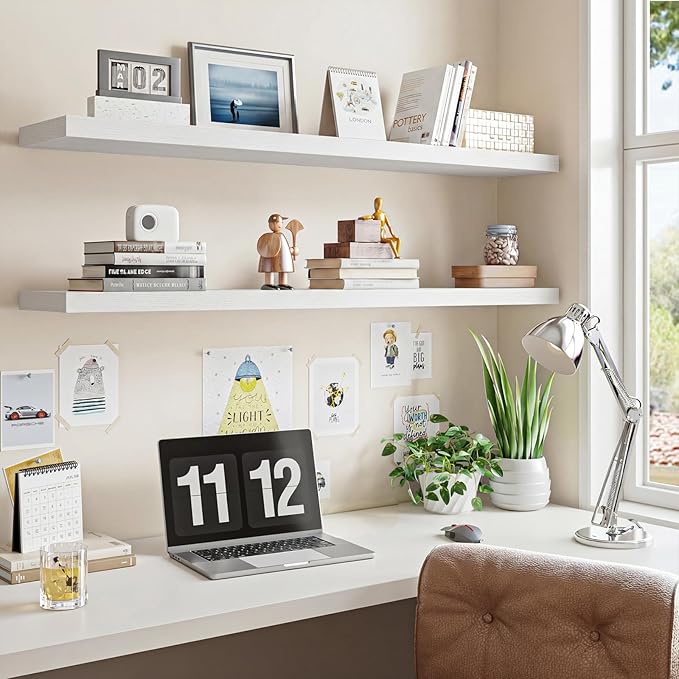 Fixwal Floating Shelves for Wall, 47.2" Long Heavy Duty Wall Mounted Rustic