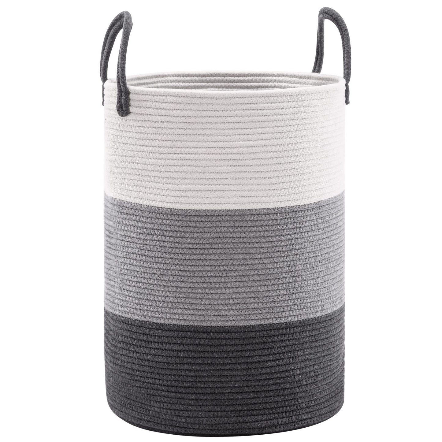 YOUDENOVA Woven Rope Laundry Hamper Basket, 58L Tall Luandry Basket, Baby Nursery Hamper for Blanket Storage, Clothes Hampers for Laundry in Bedroom