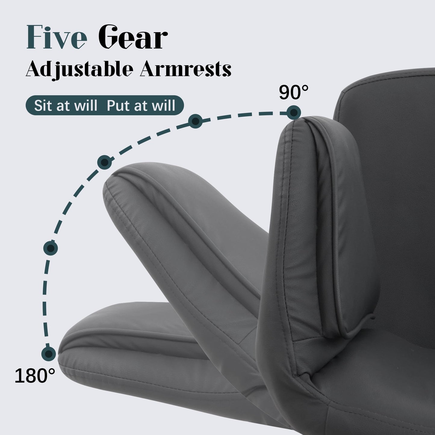 Azaeahom Criss Cross Chair with Wheels & Adjustable Armrests, PU Leather Computer Vanity Desk Chairs for Home, Office, Bed Room(Black)