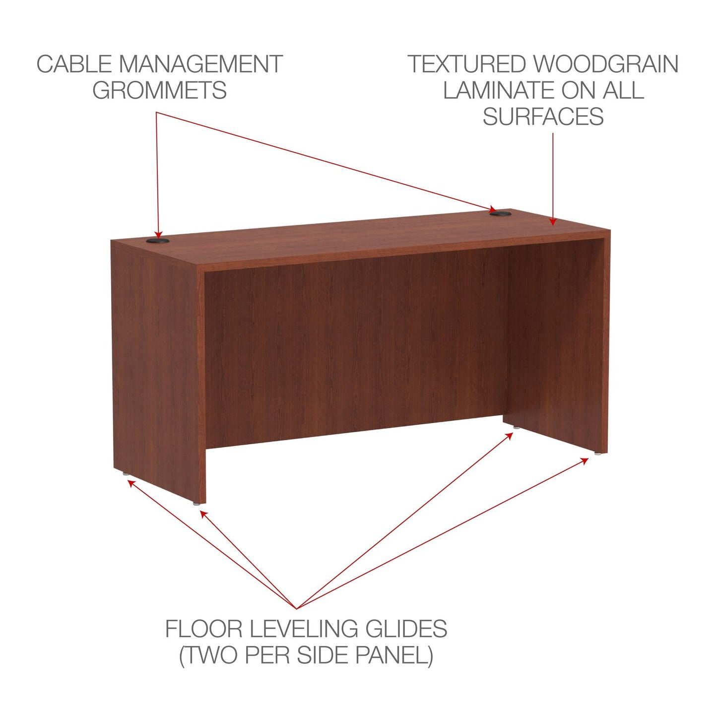 Alera Valencia 60 by 24 by 29-12-Inch Credenza Shell, Medium Cherry Frame/Top