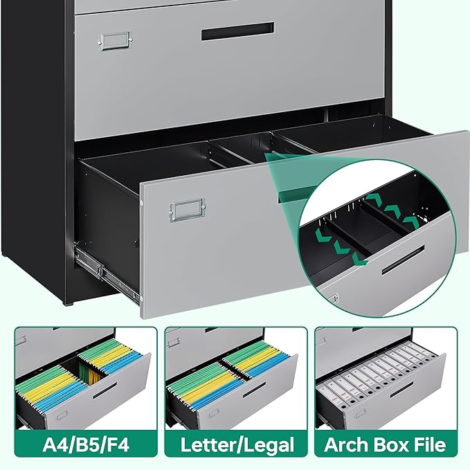 Letaya File Cabinet with Lock-Lateral 3 Drawer Metal Filing