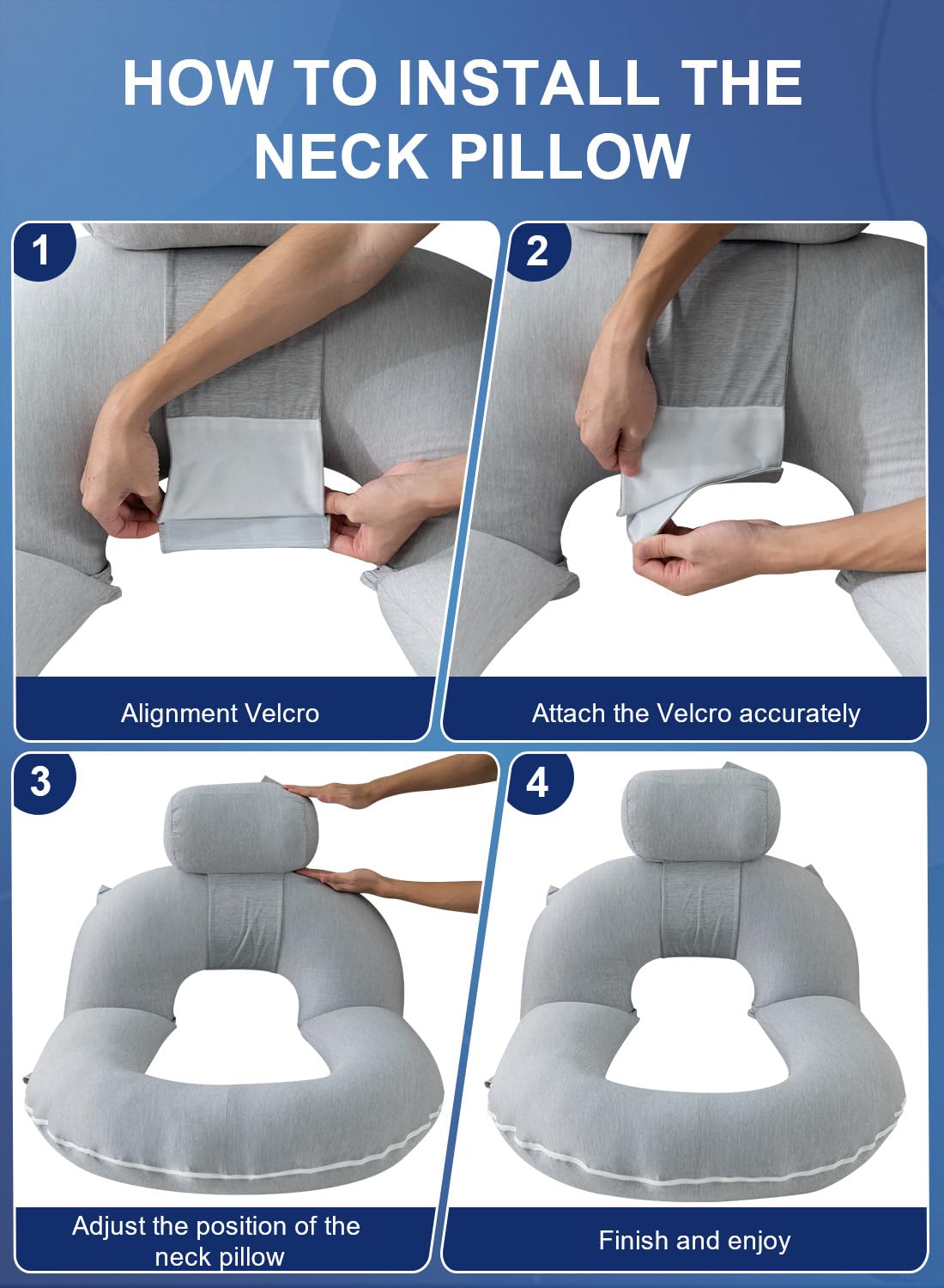 INSEN Reading Pillow, Back Pillow for Sitting in Bed for Reading, Nurse & Relax, Reading Pillow for Adults, Moms & Kids, Sit Up Pillow for Bed, Cooling Stripe, Grey