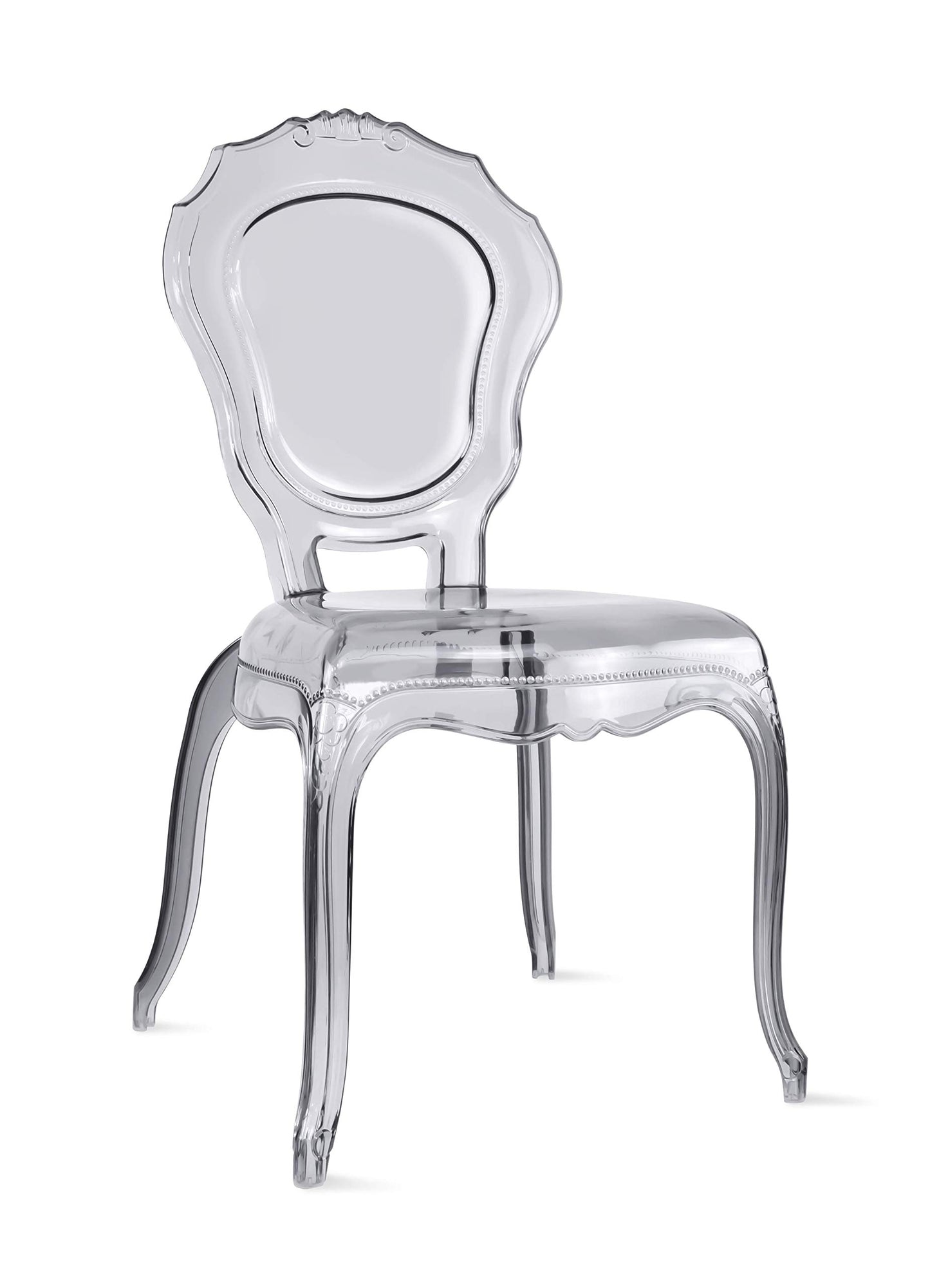 2xhome Stackable Ghost Dining Chair | Transparent Vanity Armchair | Louis Belle Style Kitchen Patio Chair Parent (1, Smoke, Armless)