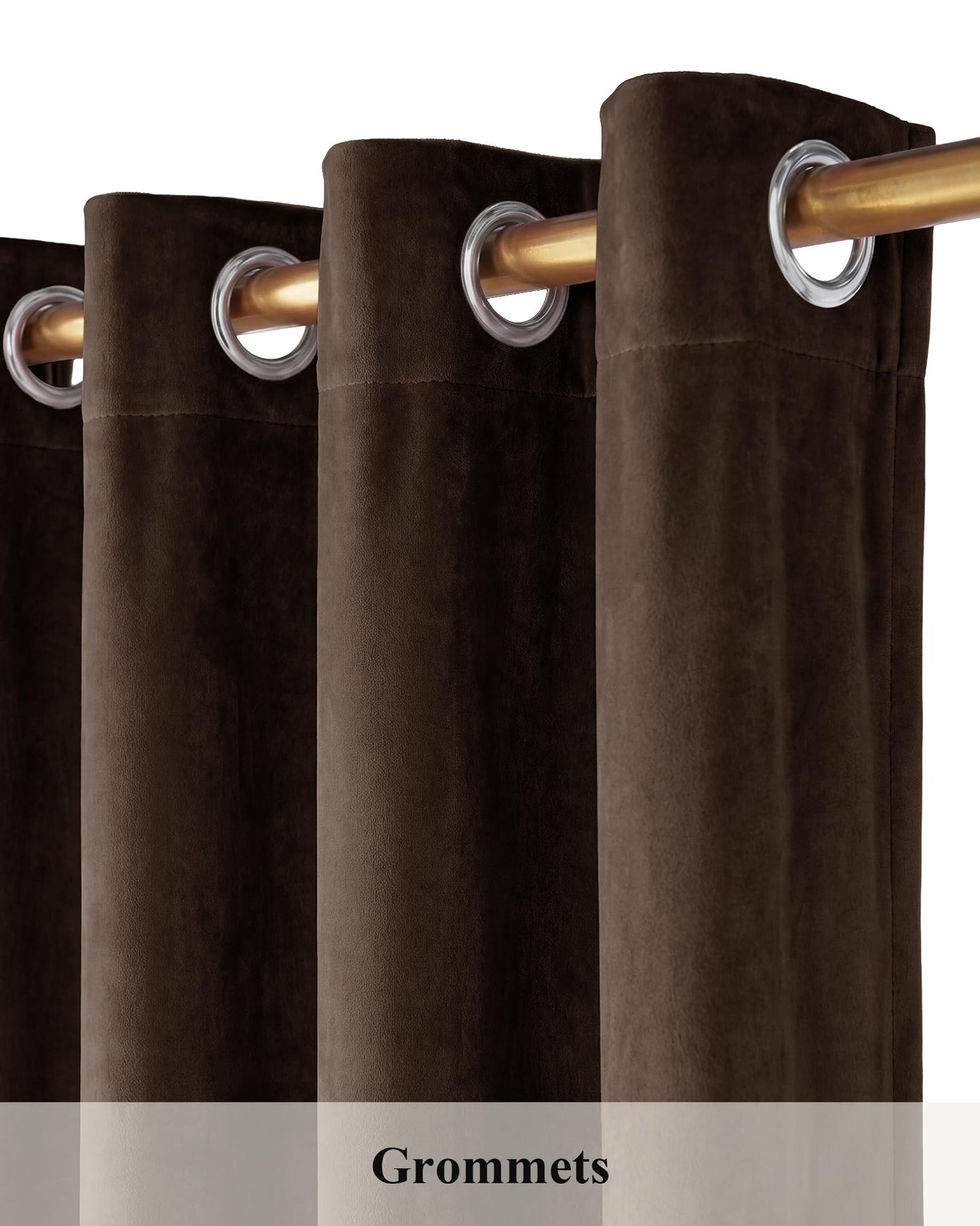 StangH Brown Velvet Curtains Room Darkening 84 inches Long for Bedroom, Soft Thermal Insulated Window Drapes Sound Dampening with Grommet for Living Room/Office, W42 x L84, 2 Panels