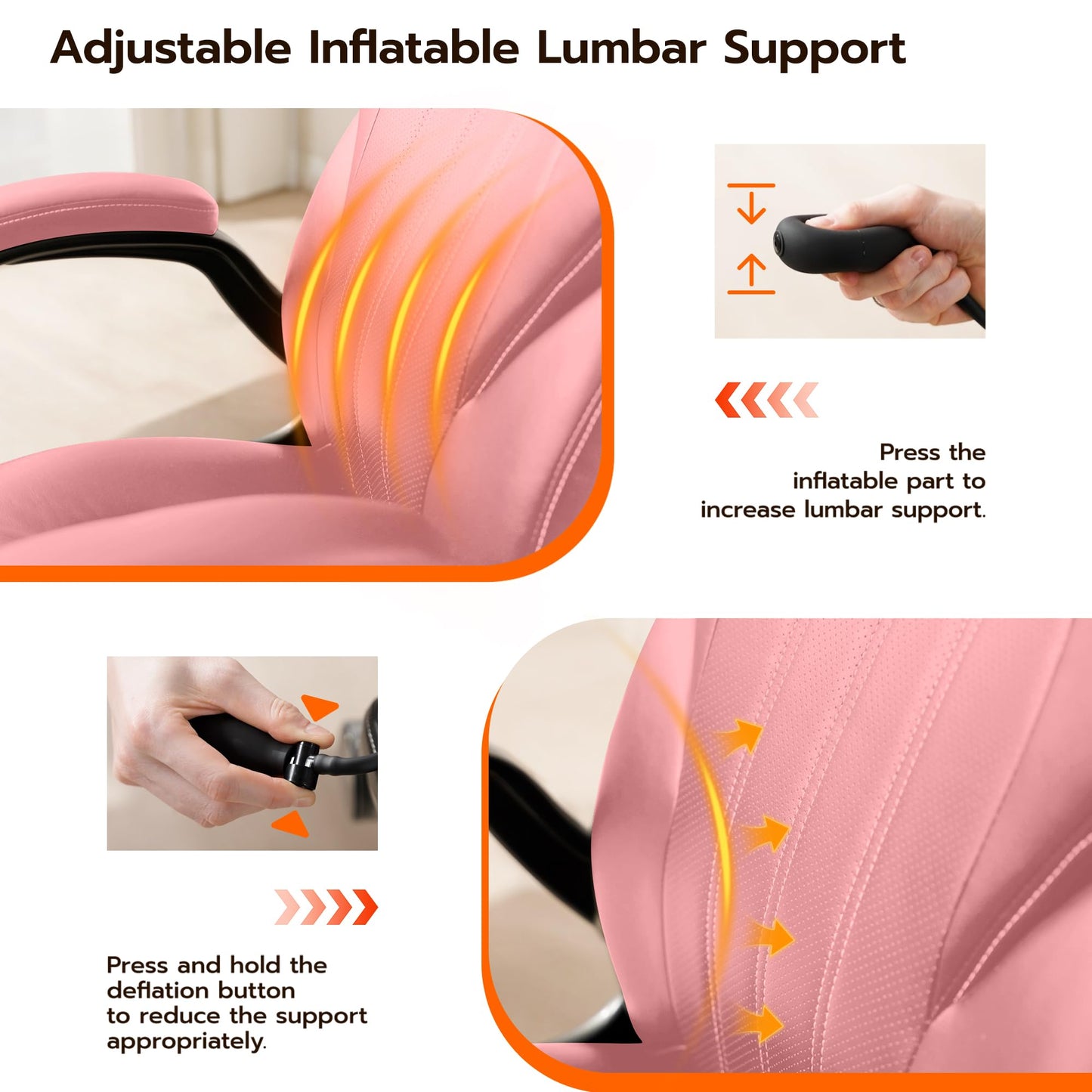 Ylzyxal Office Desk Chair, Ergonomic Computer Chair with Padded Flip-Up Arms and Adjustable Lumbar Support, PU Leather Executive Chair with Tilt Lock and 360° Swivel Rolling Wheels for Work, Study