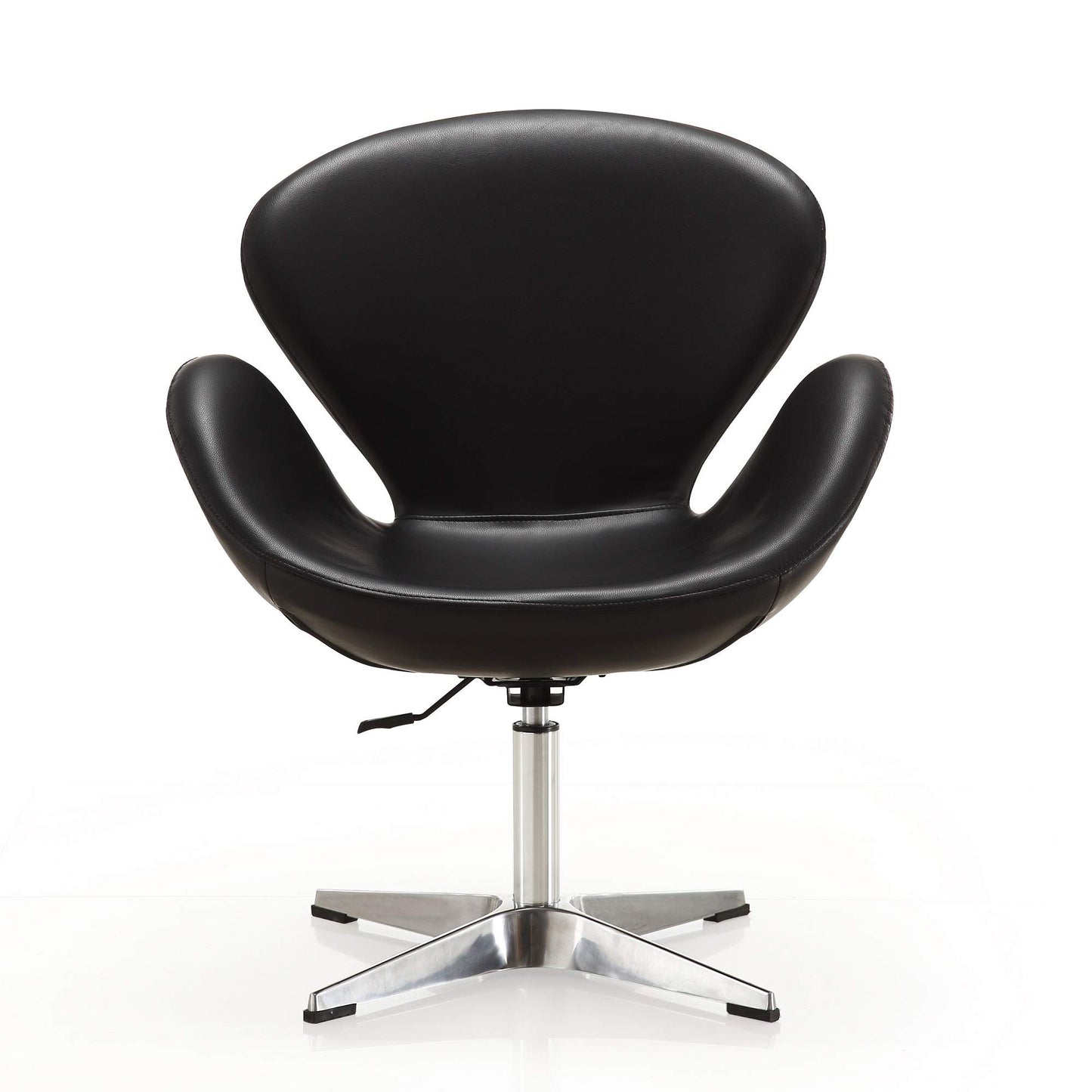 Manhattan Comfort Raspberry Adjustable Swivel Accent Chair with 360° Turn, Polished Chrome Base, Modern Retro Design, Versatile Seat Ideal for Any Room, Set of 2, Black