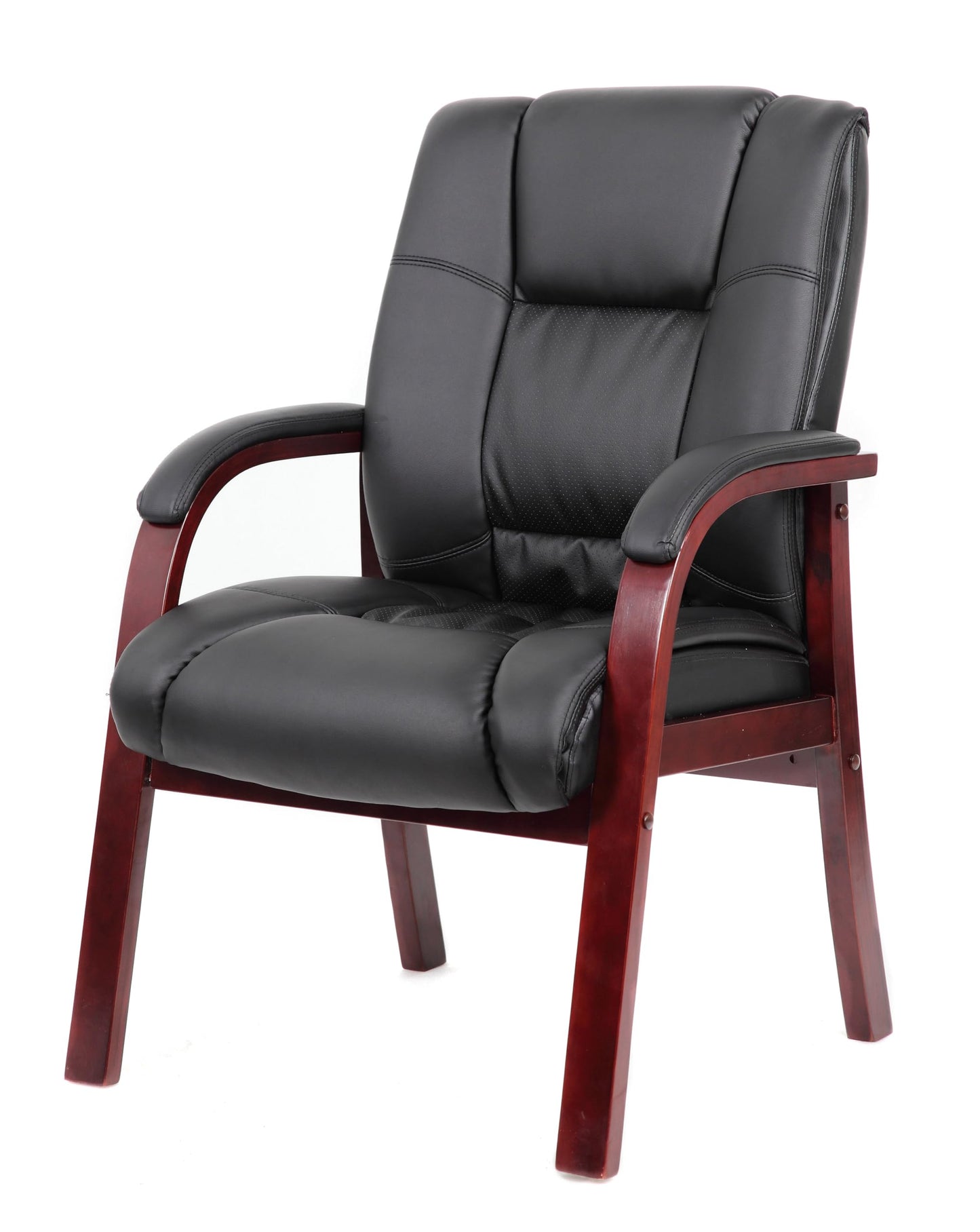 Boss Office Products Mid Back Wood Finished Guest Chair, Mahogany (B8999-M)
