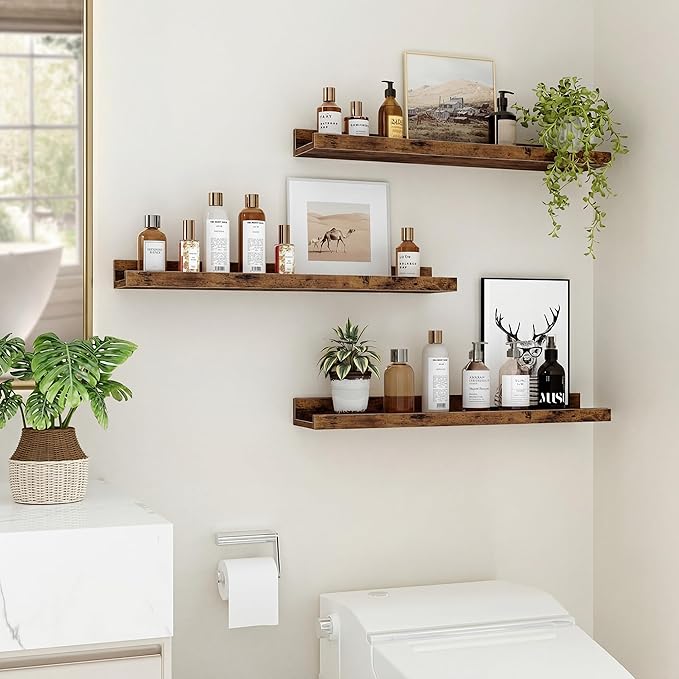 Floating Shelves for Wall, 24 inch Wood Floating Shelves Set of 2, Picture