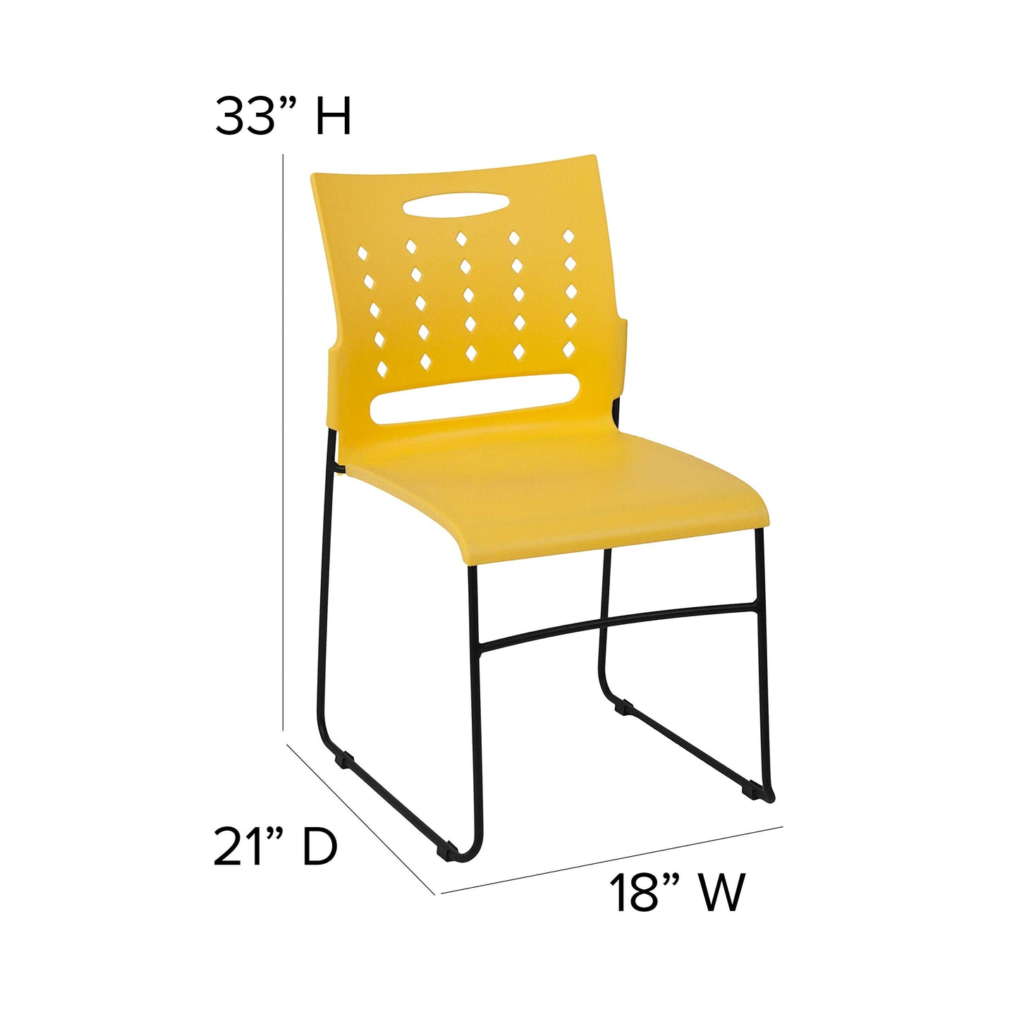 Flash Furniture 5 Pack HERCULES Series 881 lb. Capacity Yellow Sled Base Stack Chair with Air-Vent Back