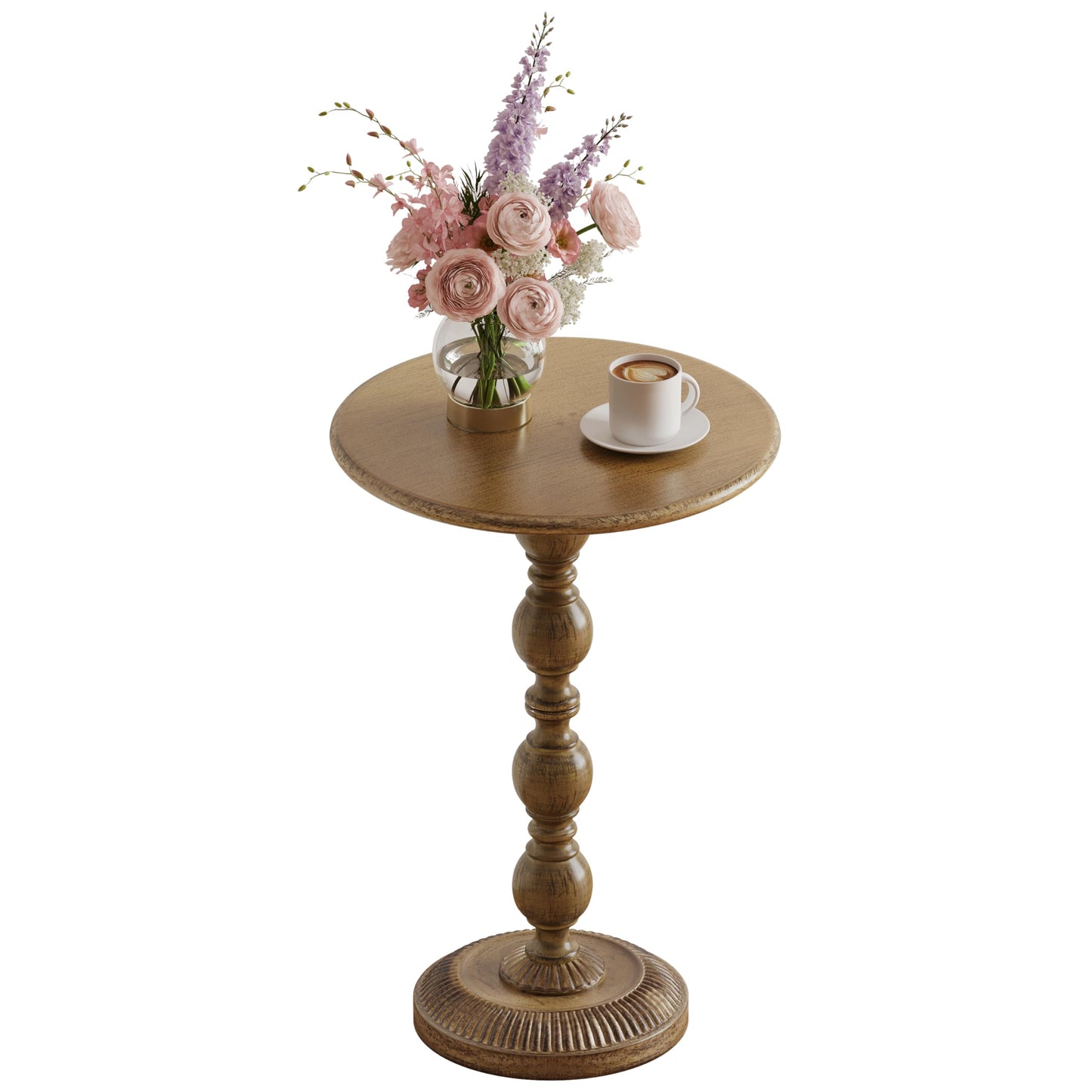 FormaCraft Small Round Metal Side Table, Lightweight Antique Accent Table,Retro Round Drink Table,Small Pedestal Table for Living Room, Bedroom, Corners (1, Antique Gold)
