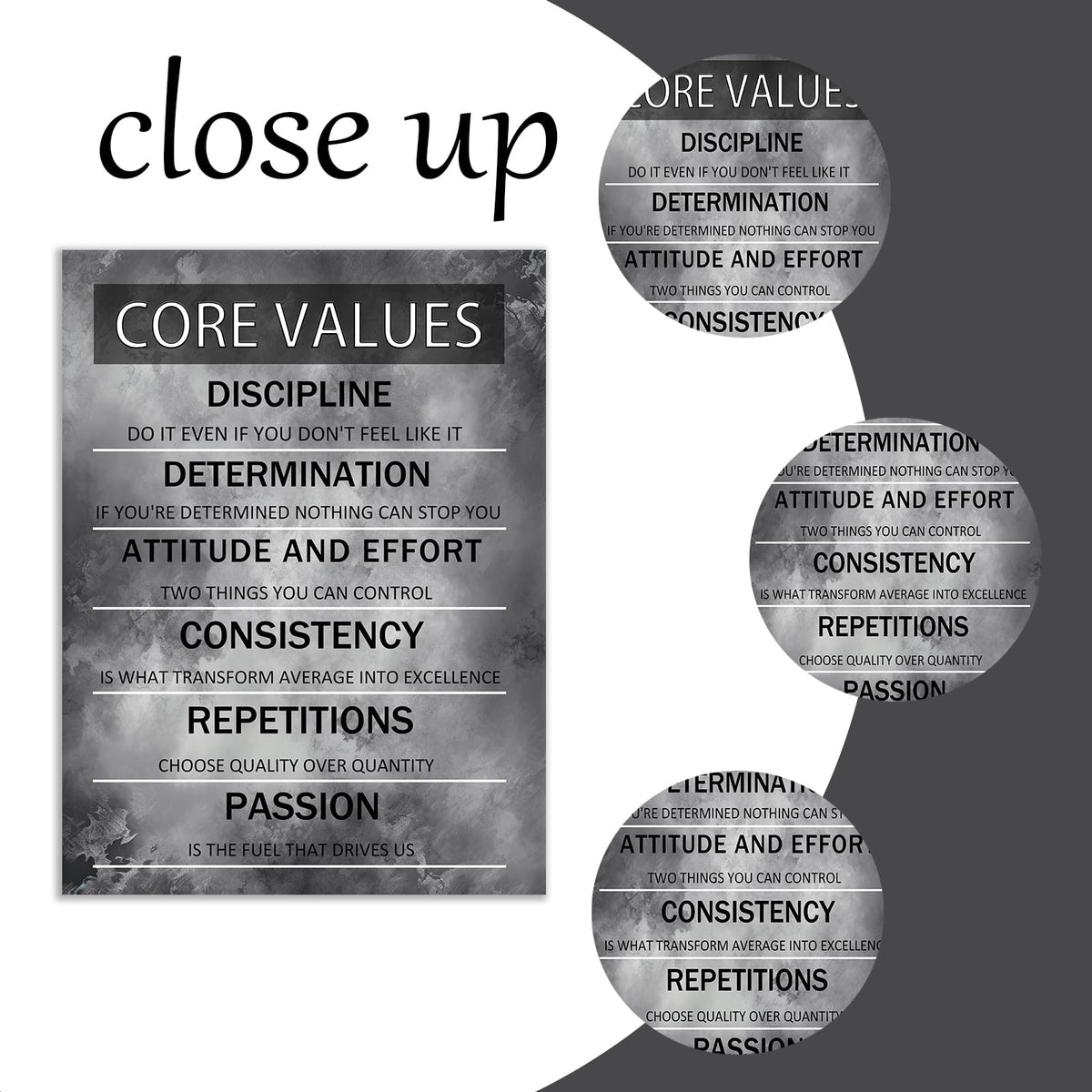 PJQART Core Values Inspirational Canvas Wall Art Motivational Poster Painting Artwork for Living Room Office Modern Home Decor Prints Pictures Wall Decor Framed Ready to Hang [18''W x 24''H]
