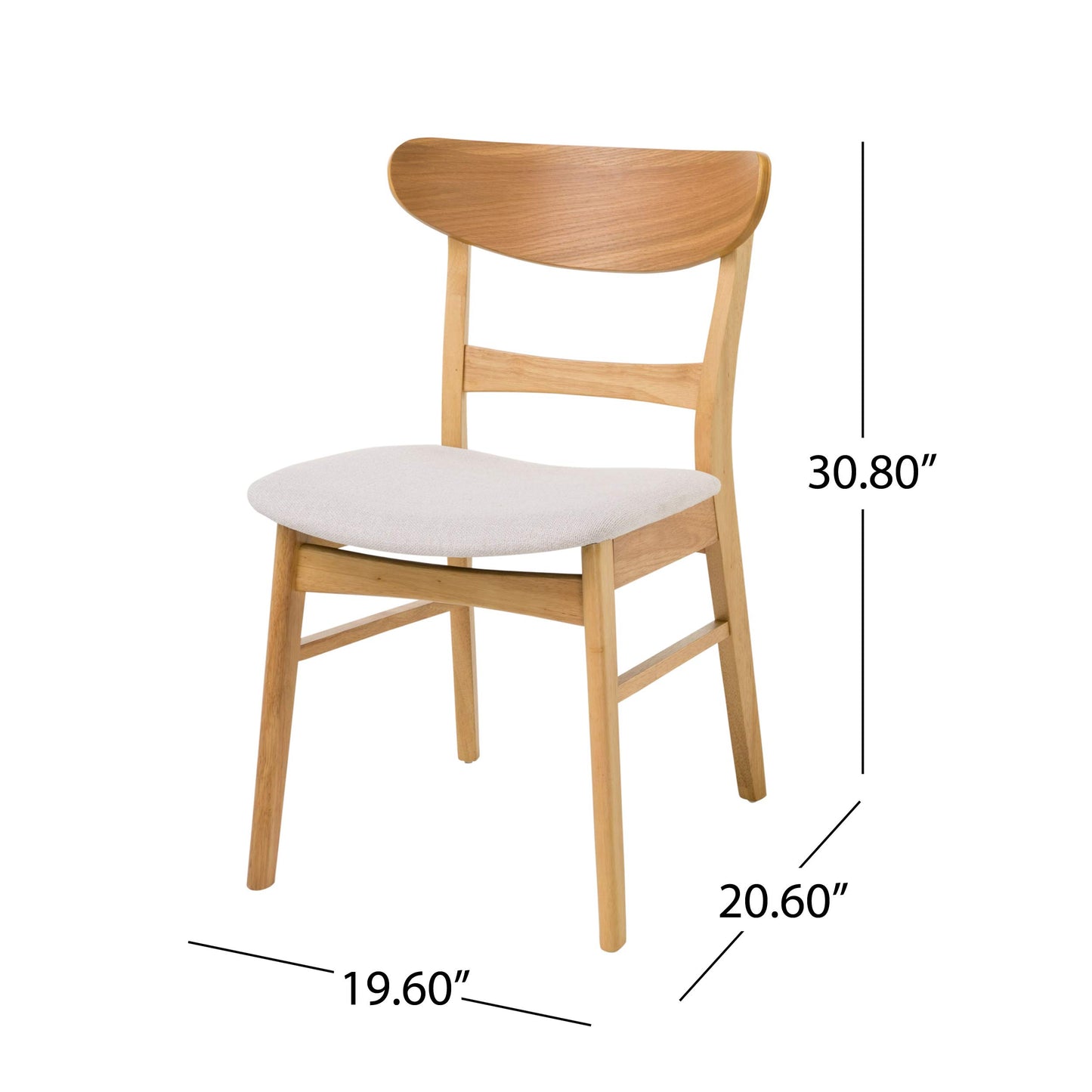 Christopher Knight Home Idalia Dining Chairs, 2-Pcs Set, Light Beige / Oak Finish