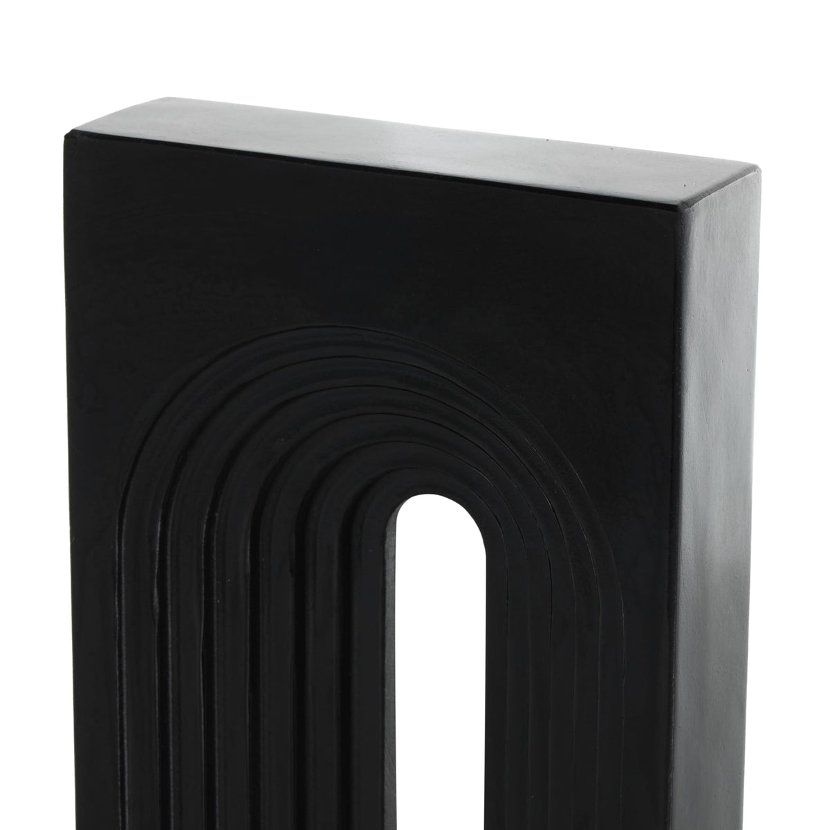 Deco 79 Marble Geometric Decorative Sculpture Rectangular Home Decor Statue with Arched Groove Interior, Accent Figurine 7" x 2" x 11", Black