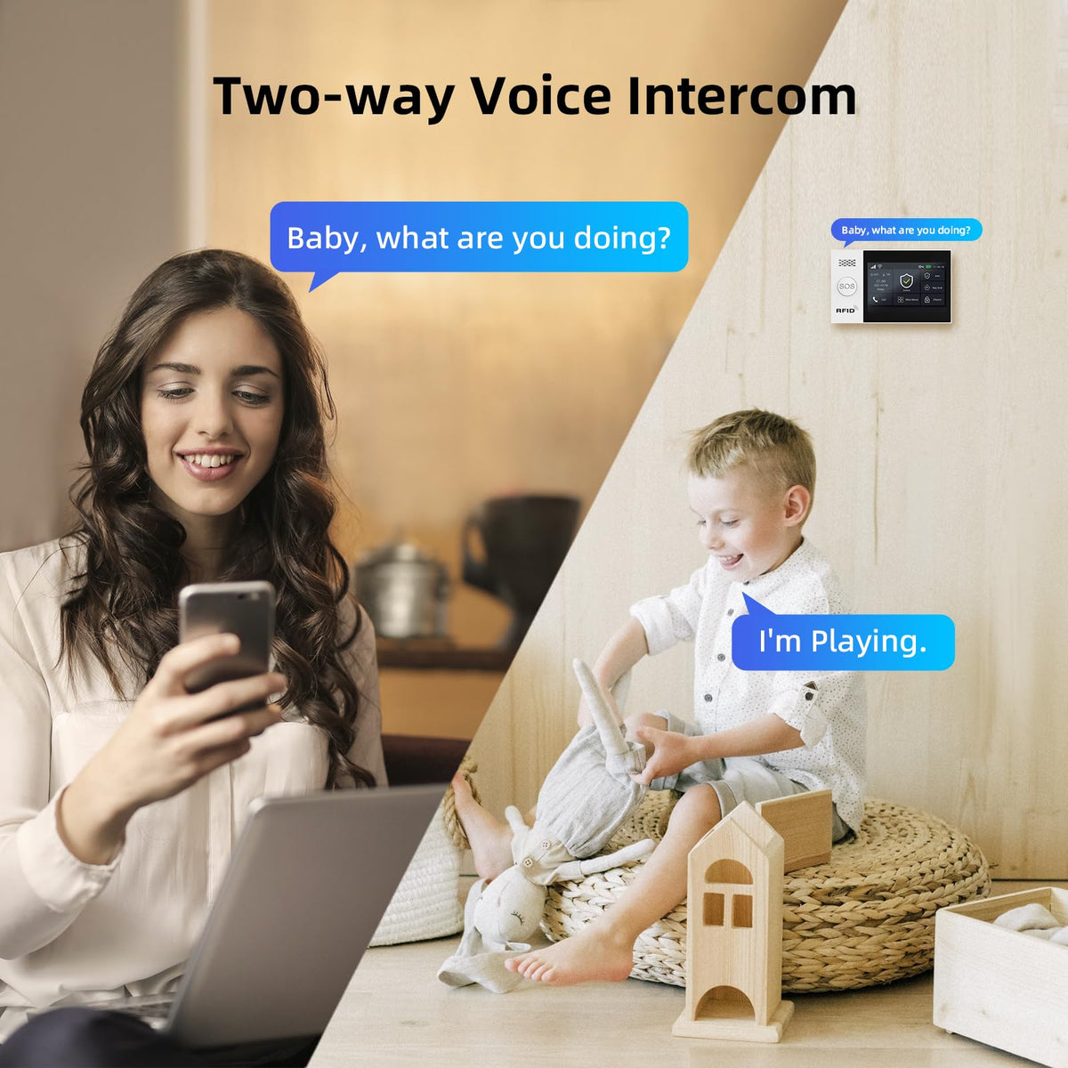 Alarm System for Home Security with Camera, Wireless Security System with 4.3’ Wireless fulltouch Screen Compatible with Alexa and Google for Home, Flat