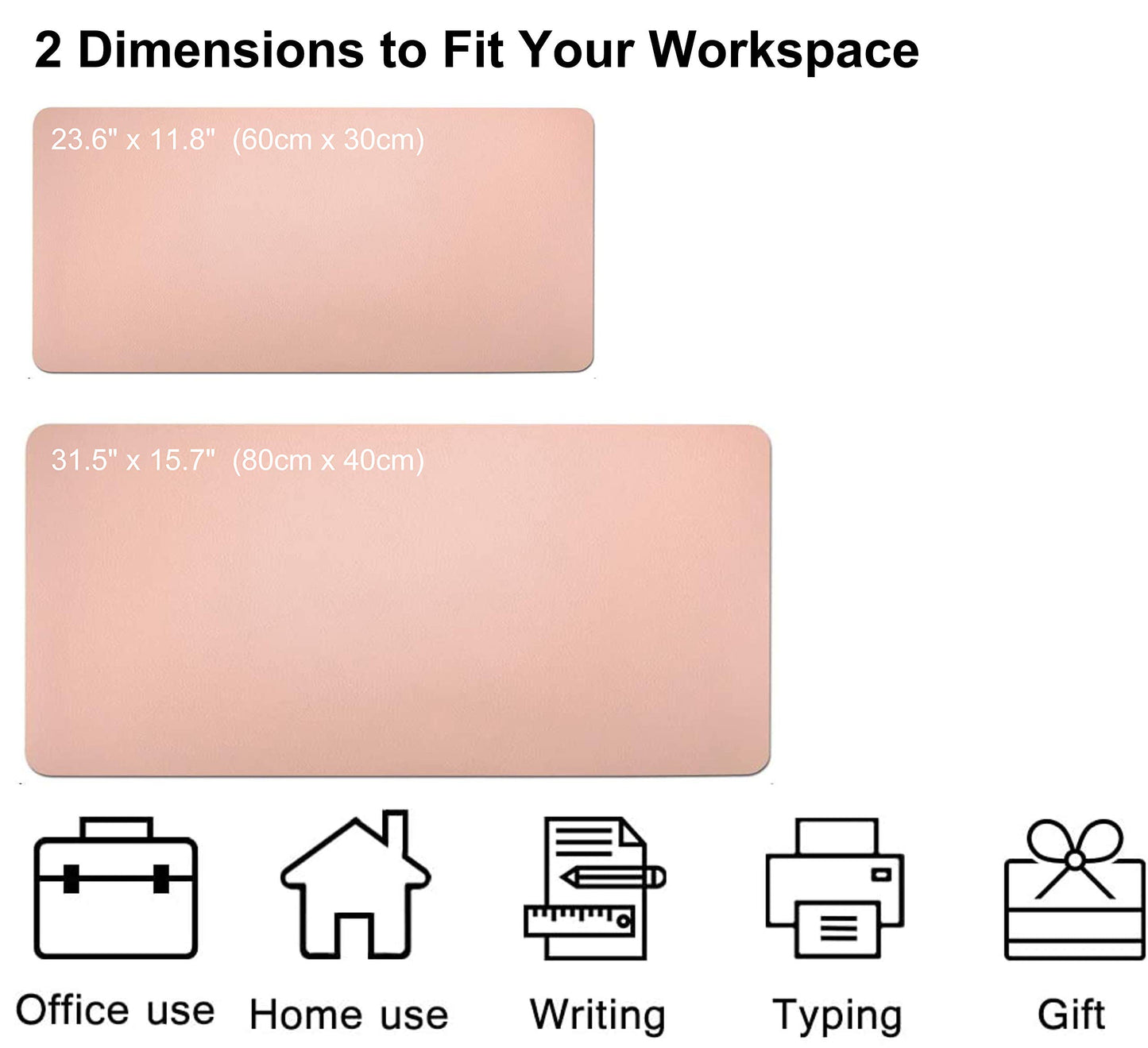 SUJAYU Dual Sided PU Leather Desk Pad, Mouse Pad, Office Desk Mat, Non-Slip Laptop Desk Pad, Waterproof Desk Writing Pad for Office and Home (23.6" x 11.8", Pink+Silver)