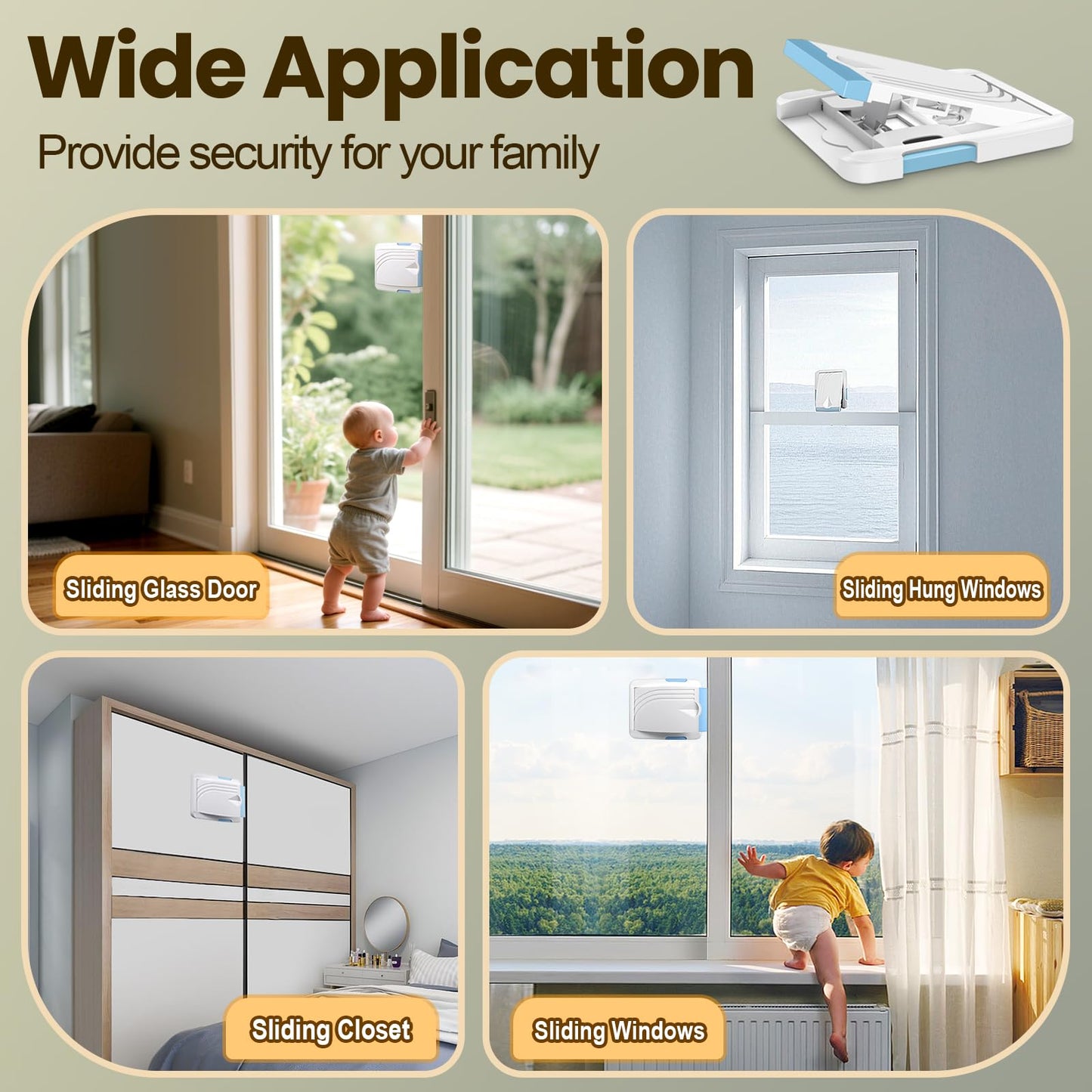 STERGDE Sliding Door Lock 2 Pack, Prevent children from opening sliding doors, sliding door baby proof, Easy To Install, For Sliding Glass Doors, Sliding Windows, Sliding Closets, Etc（Blue）