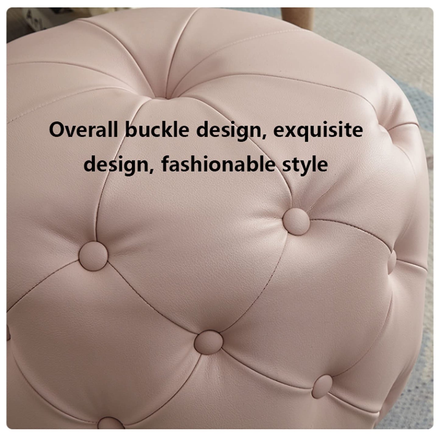 EAZBRIDGE The upholstered Foot Stool Leather Shoe Changing Stool Cloakroom Stool Sofa Footstool Small Step Stool Living Room Bedroom Stool Waterproof Leather Fabric Side Table Seat(Color:Black)