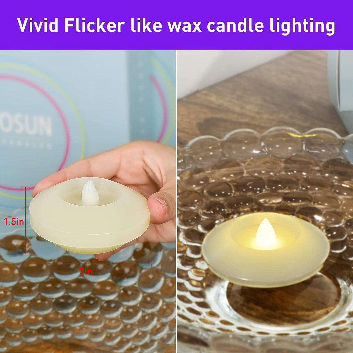 120+ Hours LED Floating Candles for Centerpieces – 12 Pack White Flickering Tea Lights Battery Operated Waterproof Floating Flameless Candle Tealight for Wedding Party Pool & SPA Home Decorations