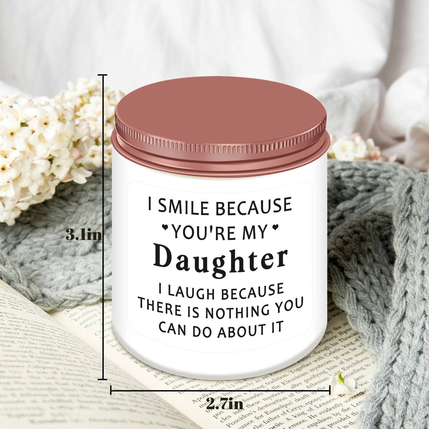 Homsolver Daughter Gifts from Mom Dad, Birthday Mothers Fathers Day Christmas Gift, You're My Daughter Scented Candle
