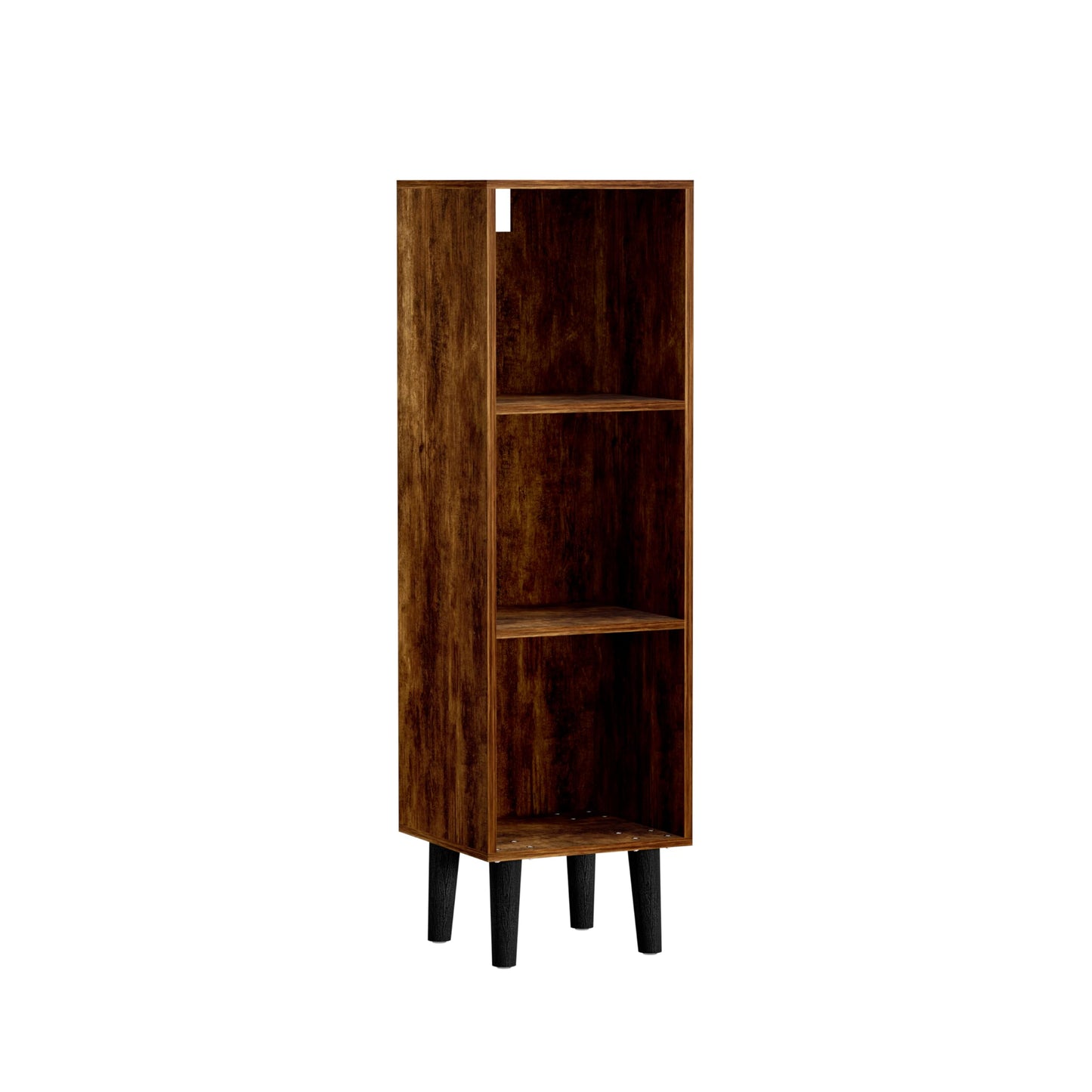 Nestwise 3 Cube Bookcase, Wooden Book Shelf Cube Storage Organizer with Legs, 3 Tier Bookshelf Freestanding Open Shelves for Bedroom, Living Room, Home Office (Brown, 3 Cube)