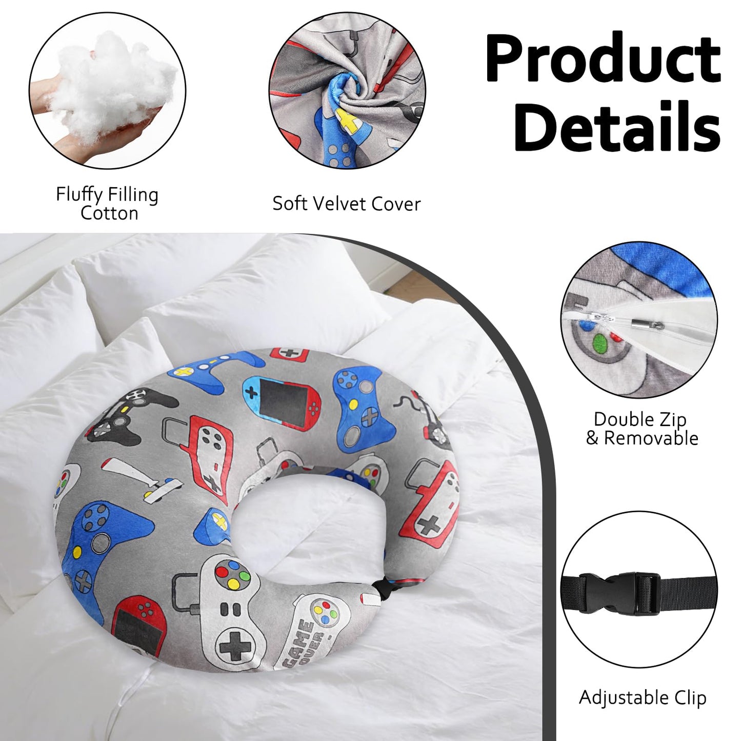 Crafting Pillow for Crocheting, Crochet Pillow for Lap Support, 12 Fun Print Styles, Ergonomic Arm Support, For Bed, Floor, Chair Comfort, Pain Relief and Fatigue for Gaming and Woking (Game)