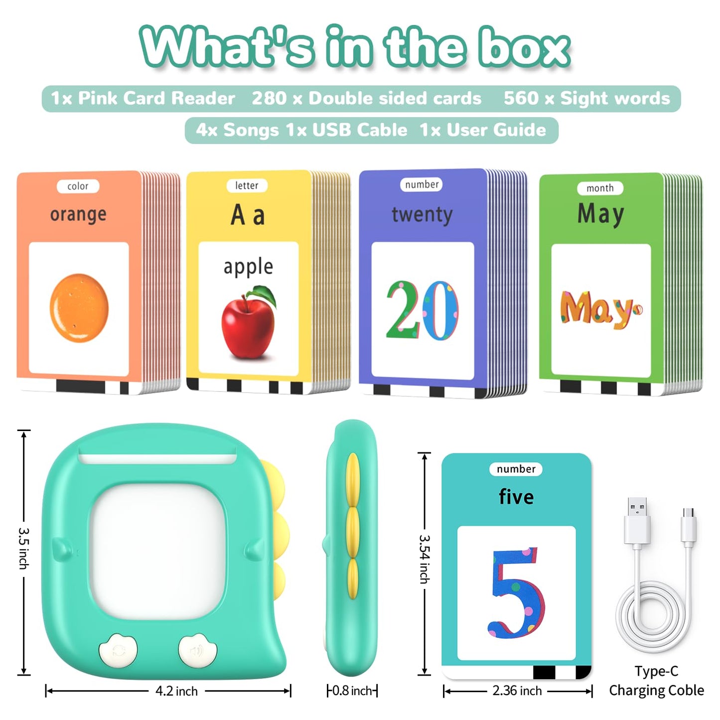 Kidzdo Talking Flashcards for Toddlers, 560 English Sight Words Educational Toy, Pocket Speech Therapy Toys, Autism Sensory Toys for Kids 1-6, Birthday Xmas Gift for Boys