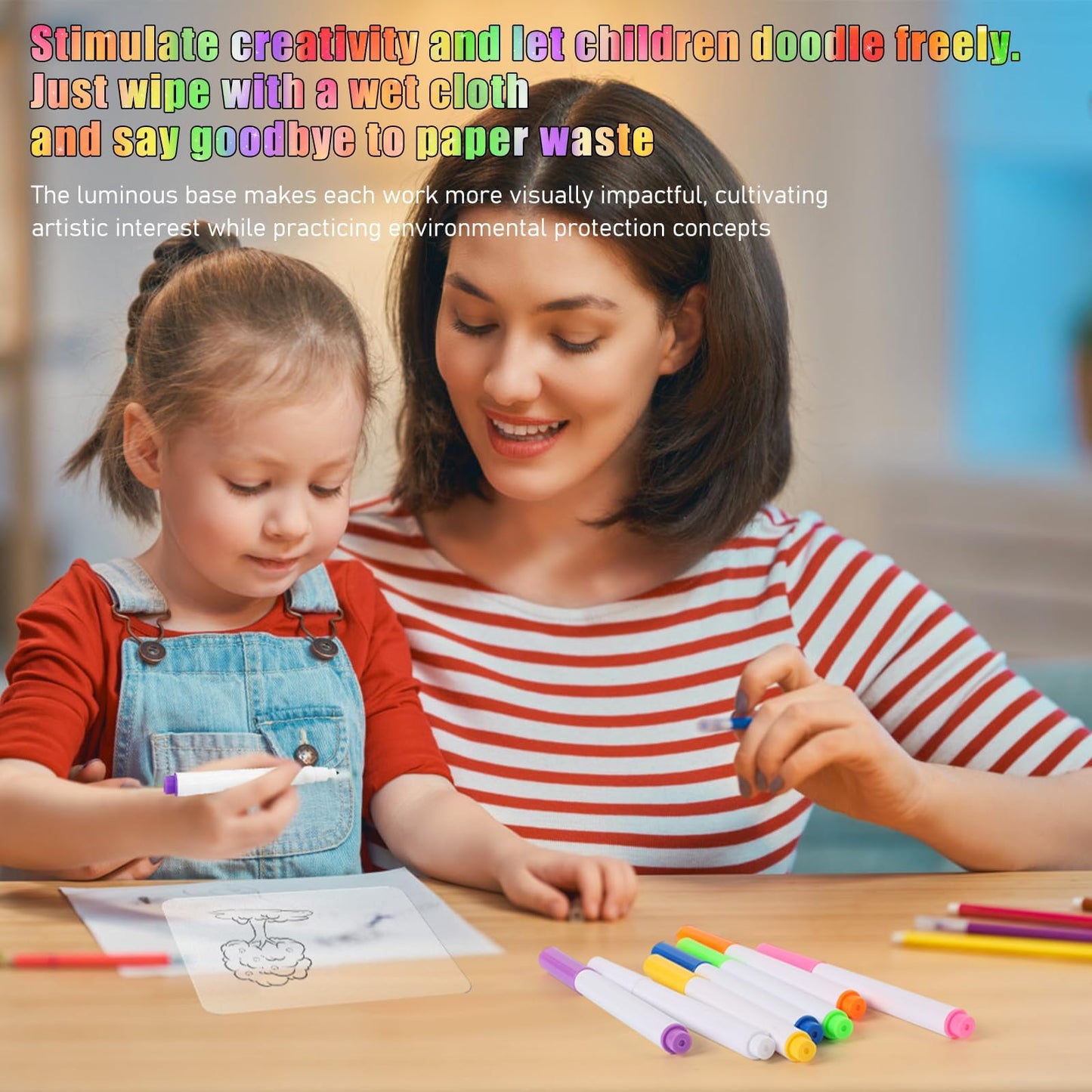 LED Note Board with Colors, Light Up Acrylic Message Board, Glowing Acrylic Dry Erase Board with Light, Led Drawing Board with Stand, 7 Markers (Small 5.9 * 5.9 inches)