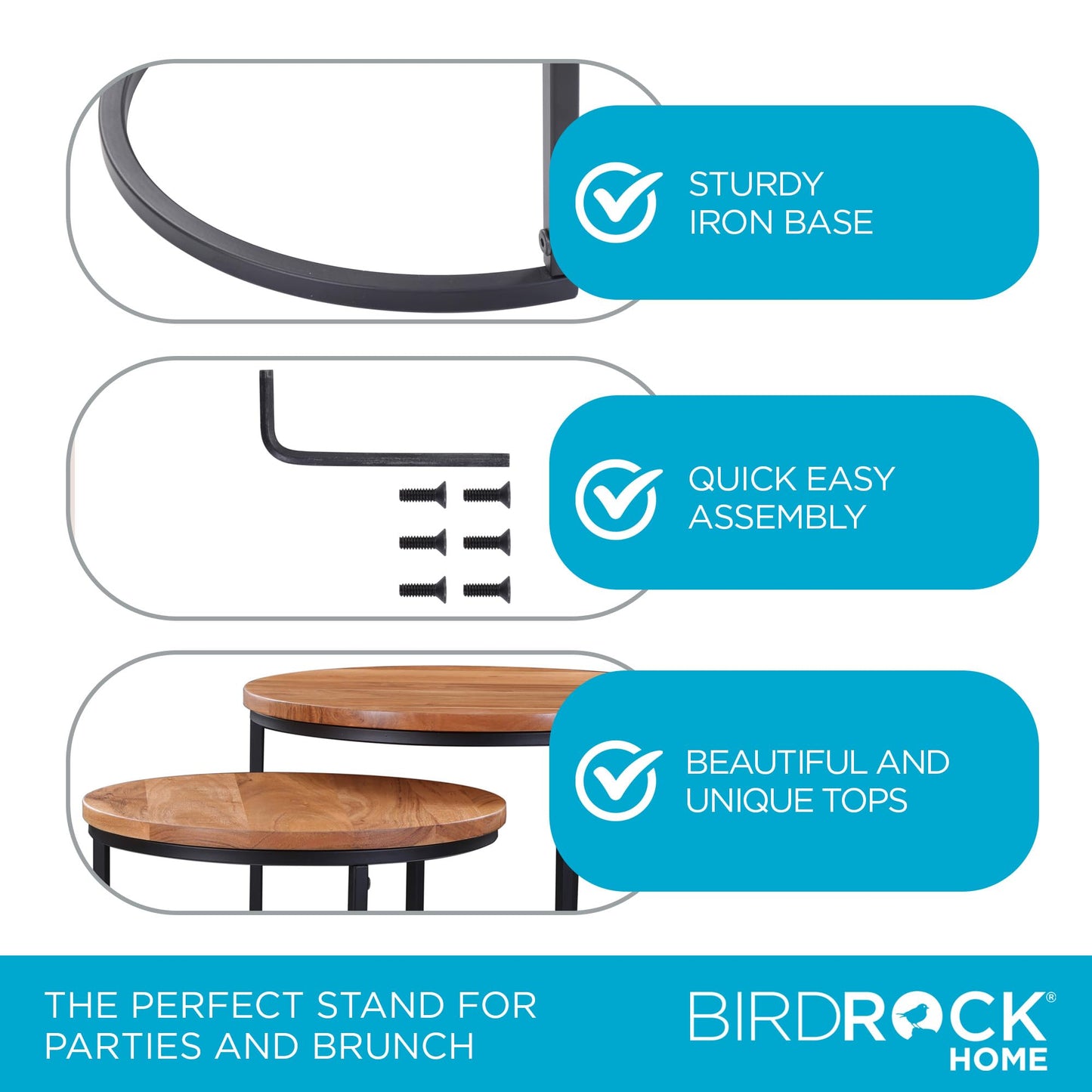BIRDROCK HOME Wooden Nesting Side Tables - Mid Century Modern Stackable Coffee Table - Space-Saving Wooden End Table for Living Room, Bedroom, Centerpiece, Office, Balcony - Natural Mango Wood - 2 Set