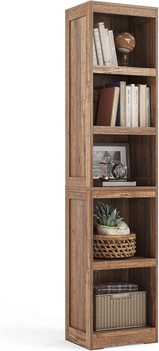 LINSY HOME 5-Shelf Bookcase, Narrow Bookshelves Floor Standing Display Storage